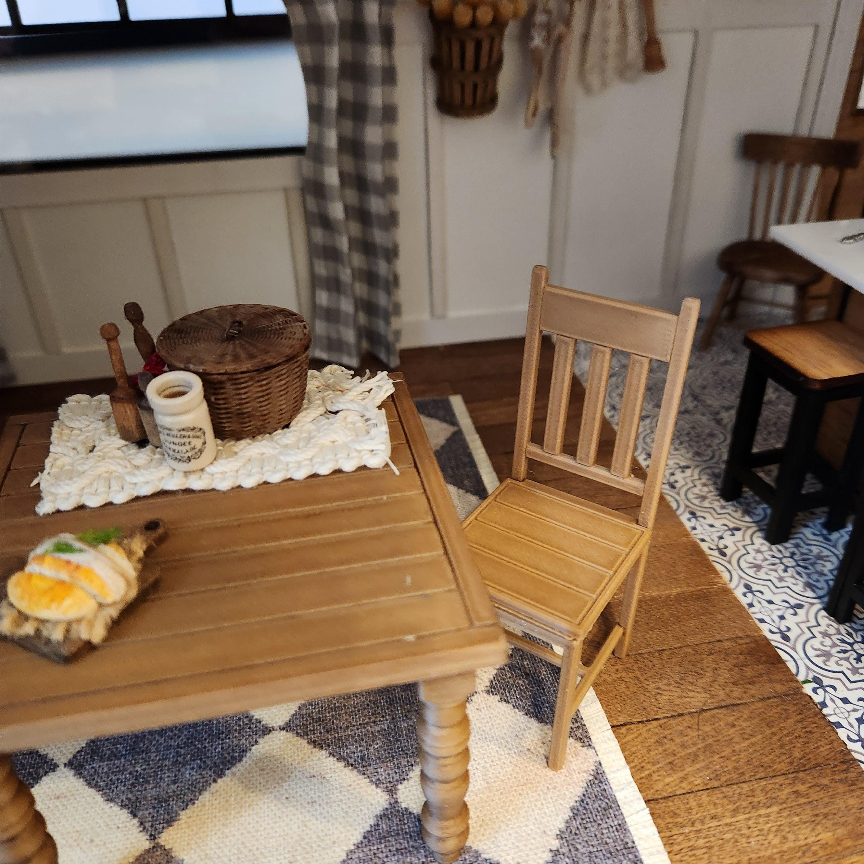 1:12 Scale Miniature Farmhouse Kitchen Chair – 3D Printed DIY Kit