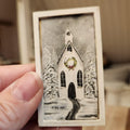 1:12 Scale Miniature "Winter Church" Wood Sign – Holiday Wall Art