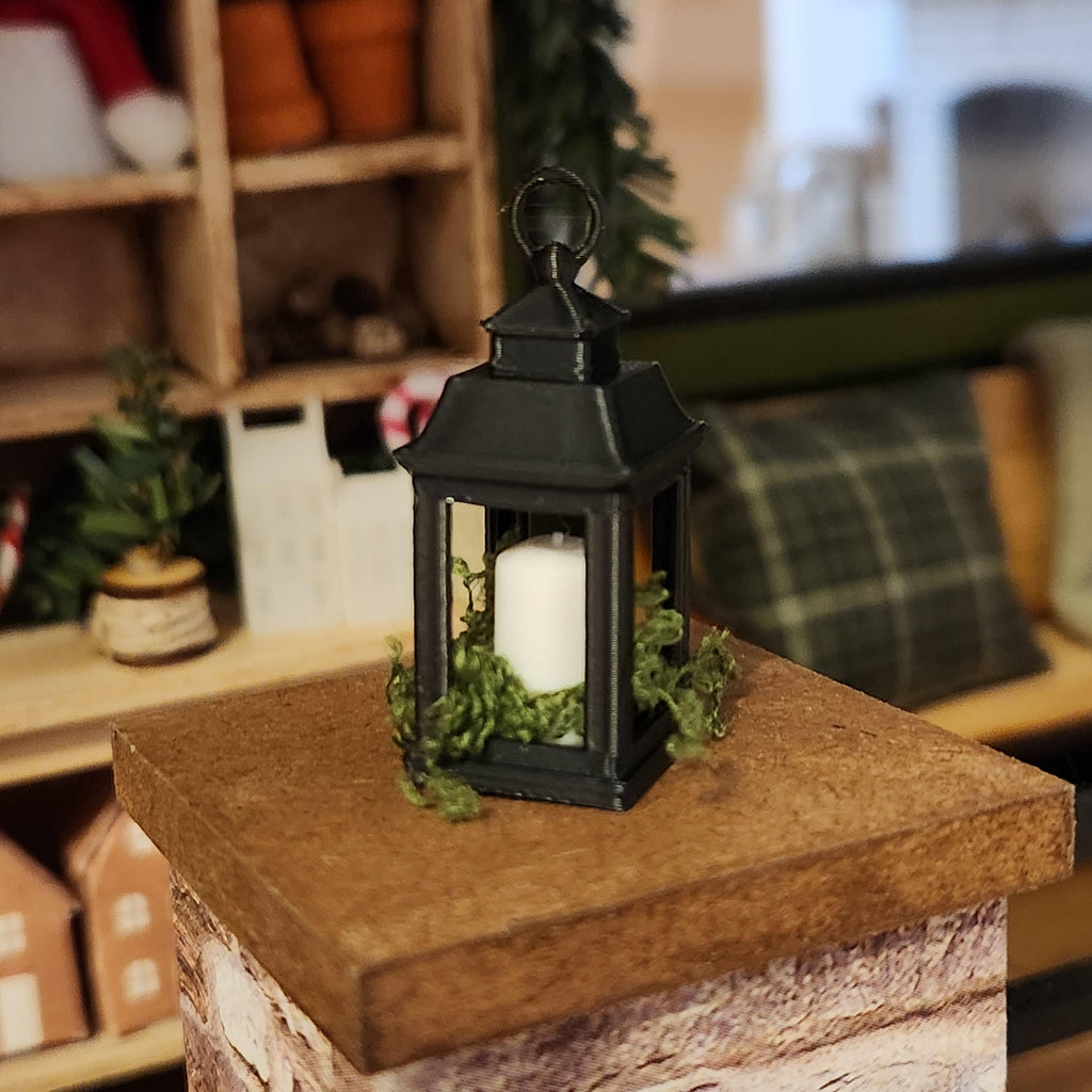 1:12 Scale Miniature Lantern Candleholder – Farmhouse Style Decor
