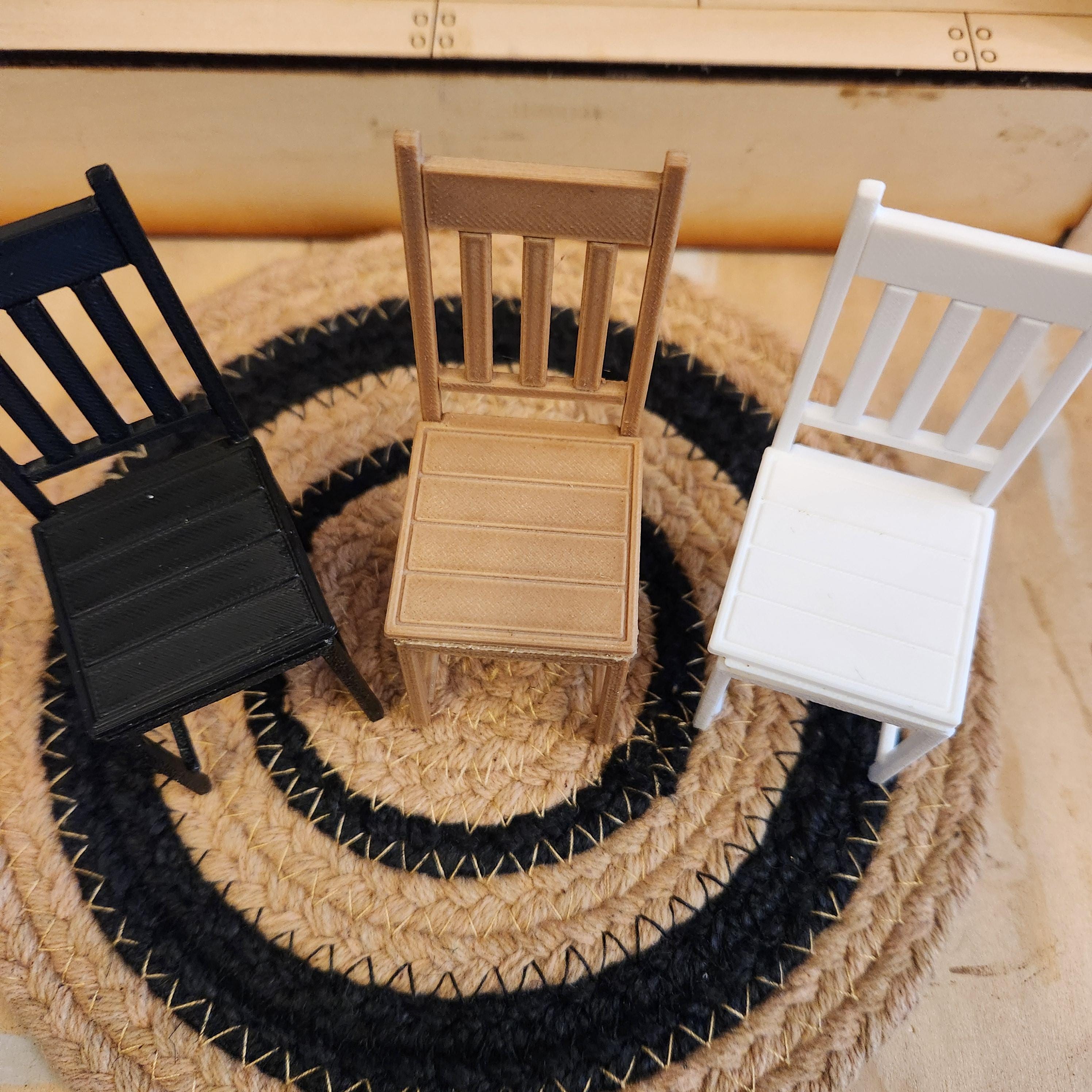 1:12 Scale Miniature Farmhouse Kitchen Chair – 3D Printed DIY Kit