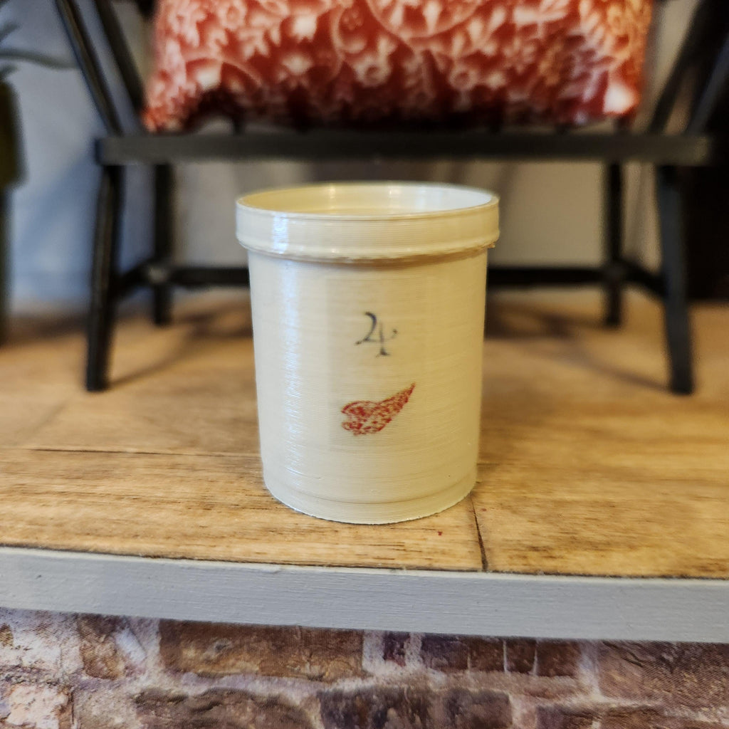 1:12 Scale Miniature Red Wing Crock – Vintage Tan Stoneware Accent