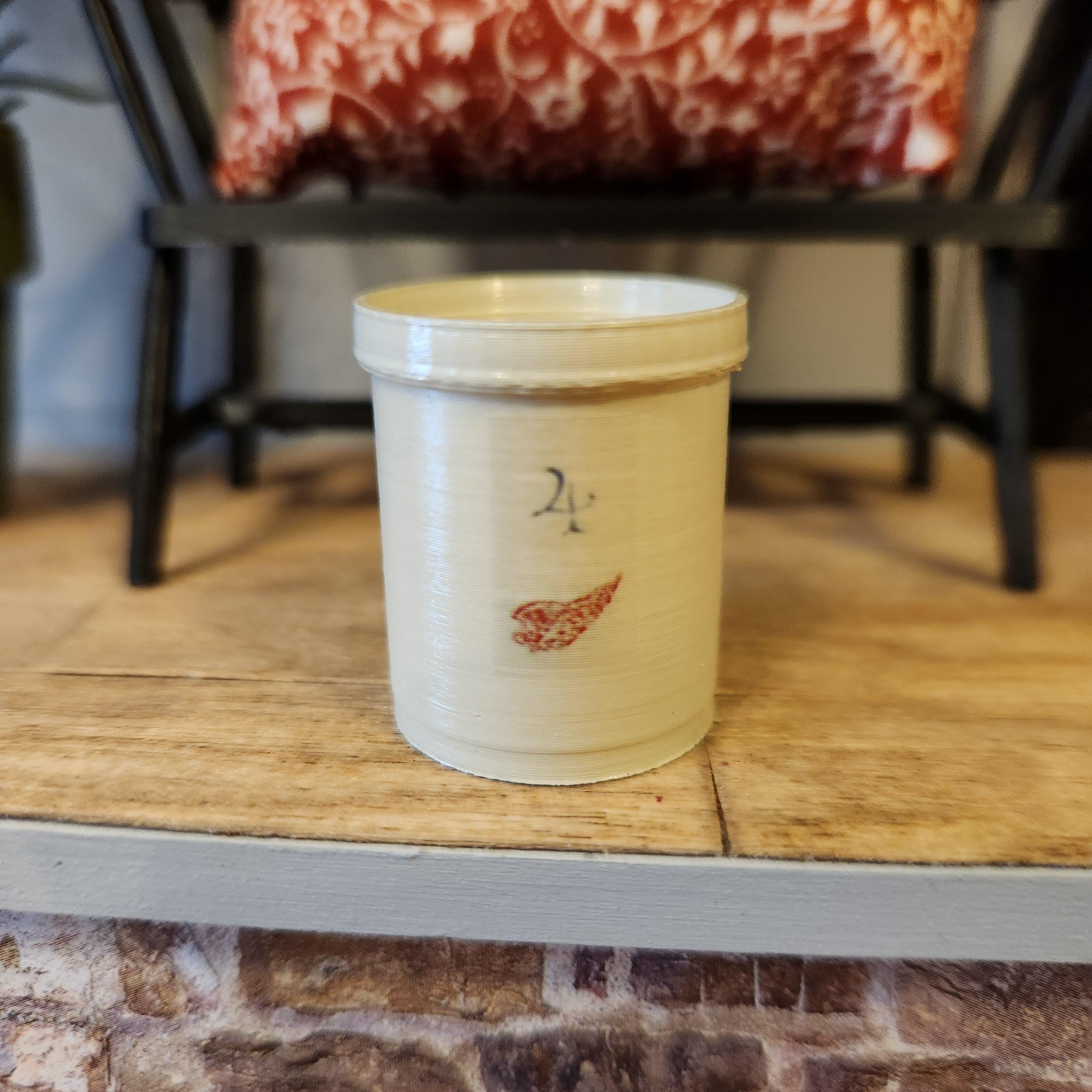1:12 Scale Miniature Red Wing Crock – Vintage Tan Stoneware Accent