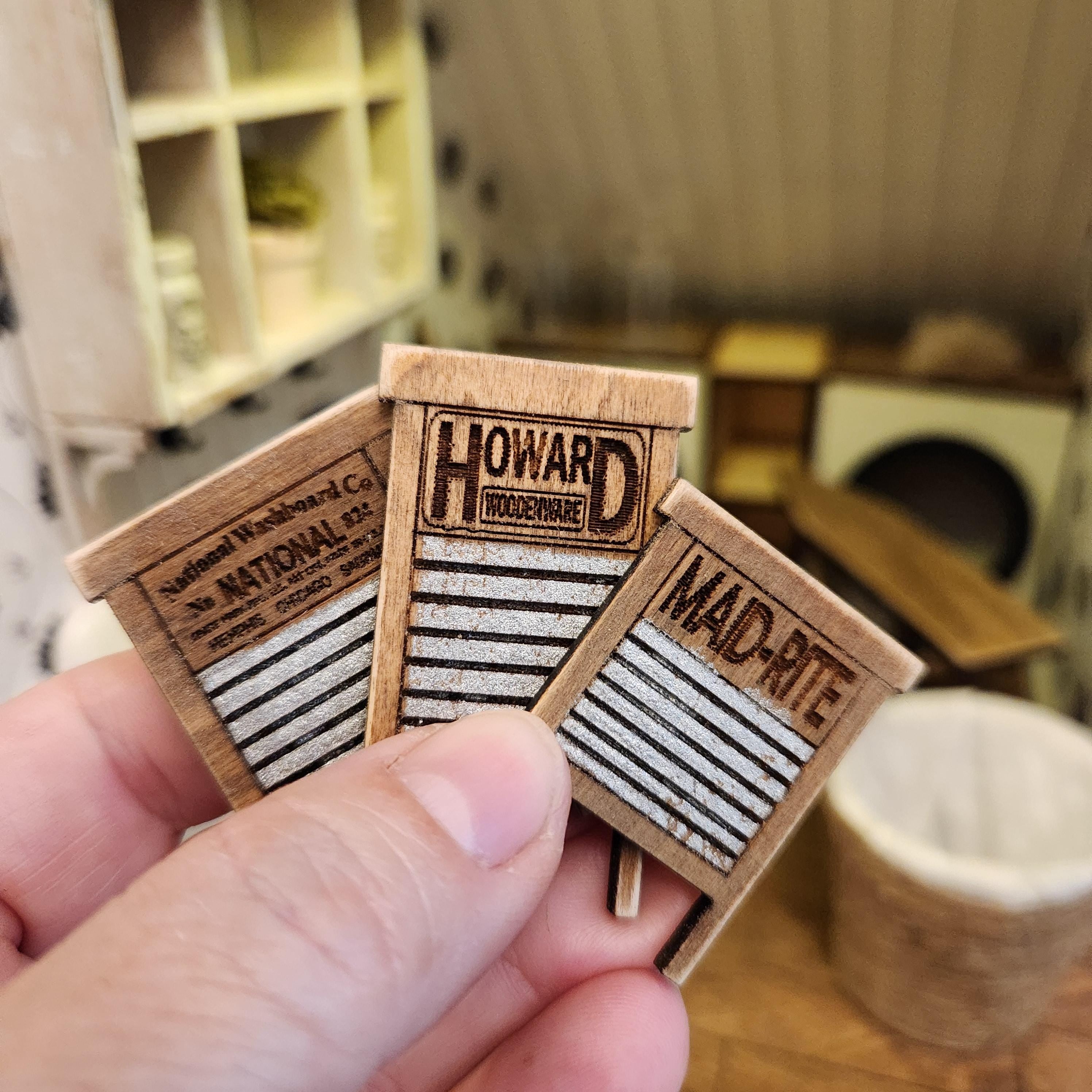 Vintage Dollhouse Miniature Washboards, 1:12 Scale