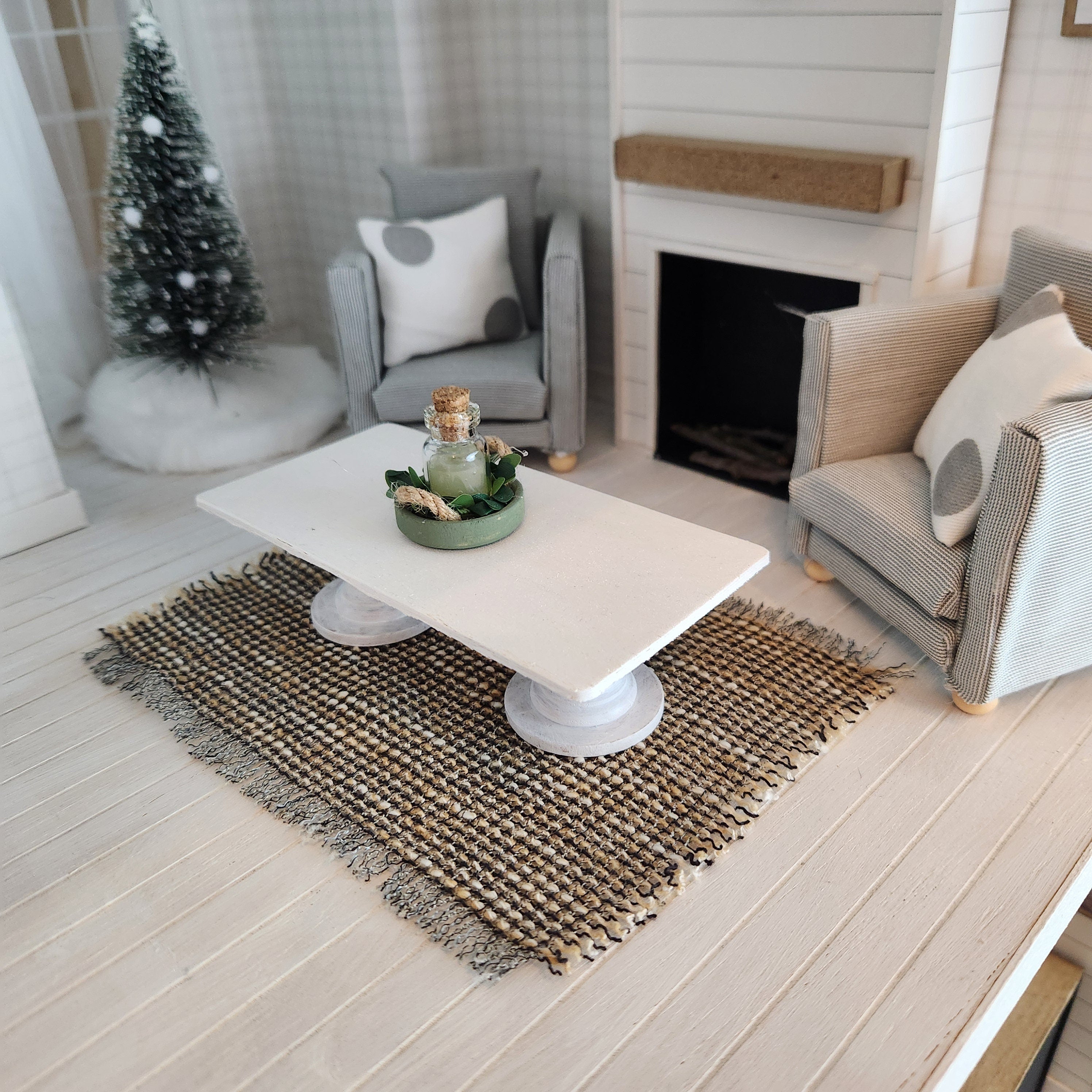 Dollhouse Miniature Area Rug, Farmhouse Decor, 1:12 Scale