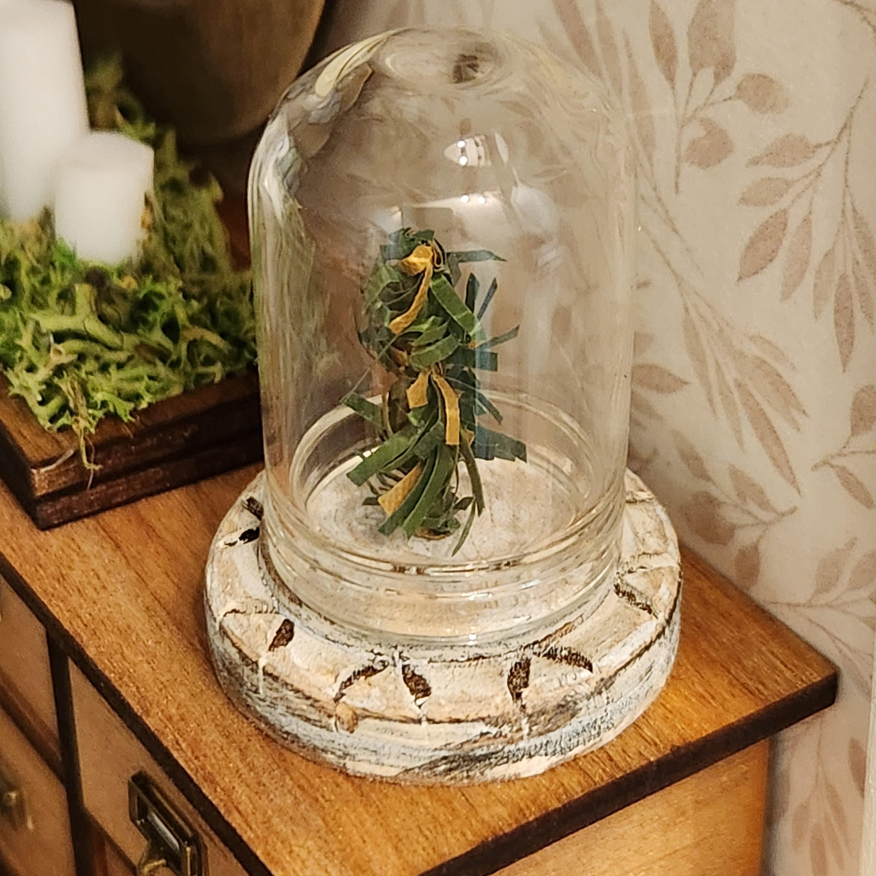 1:12 Scale Miniature Christmas Tree Cloche – Vintage Holiday Display