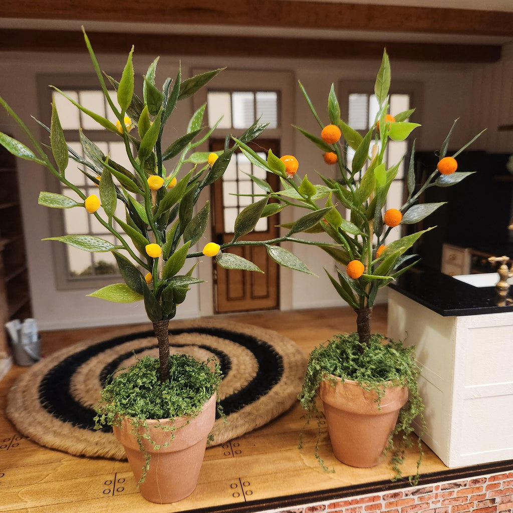 1:12 Scale Miniature Potted Fruit Tree – Lemon or Orange Topiary