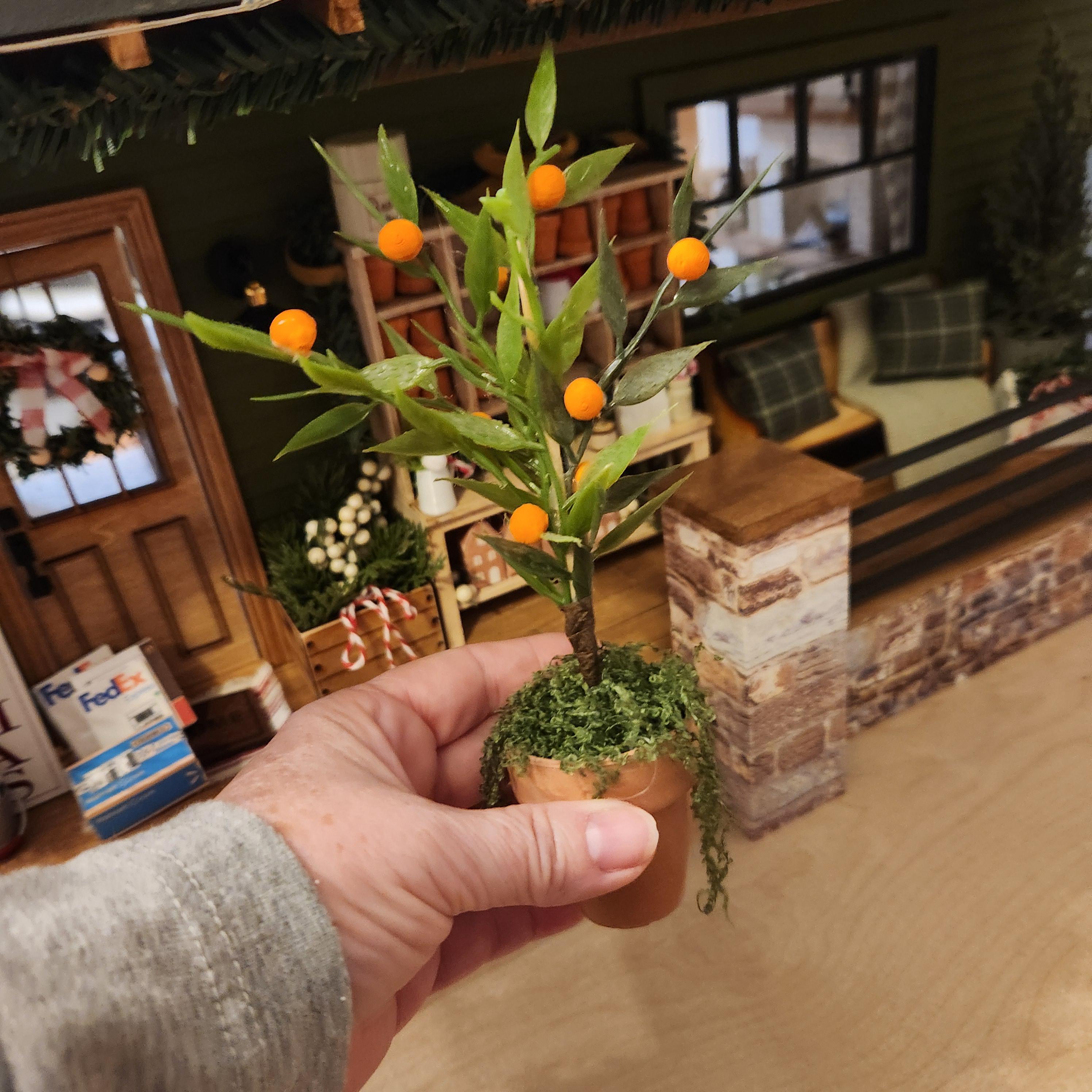 1:12 Scale Miniature Potted Fruit Tree – Lemon or Orange Topiary
