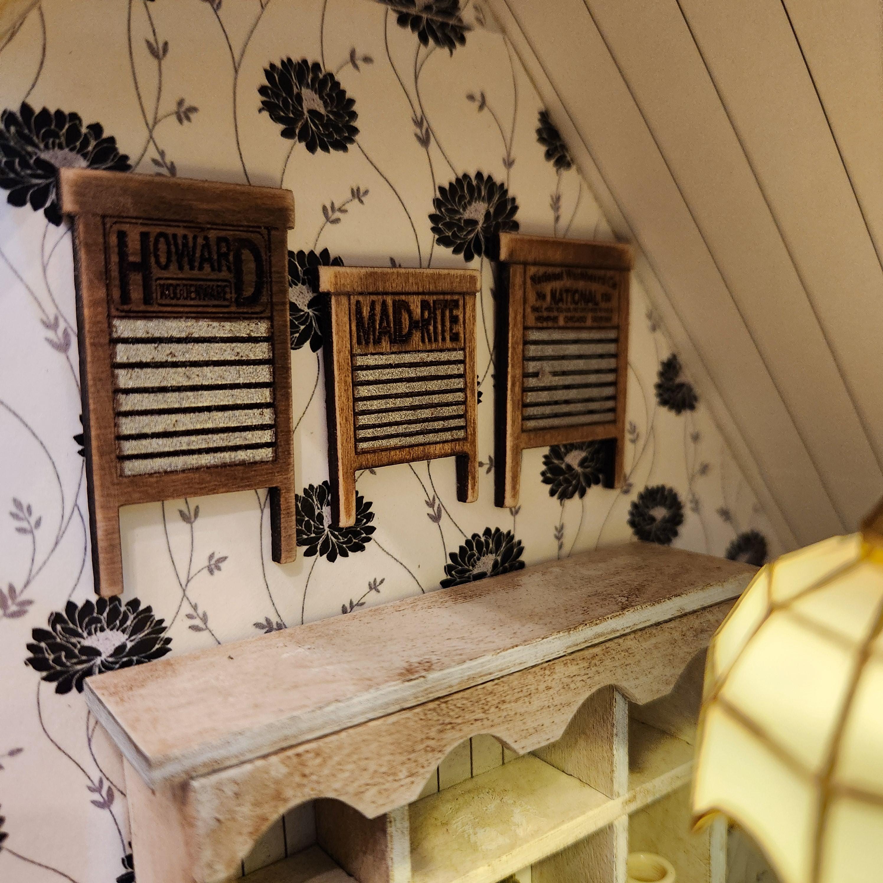 Vintage Dollhouse Miniature Washboards, 1:12 Scale