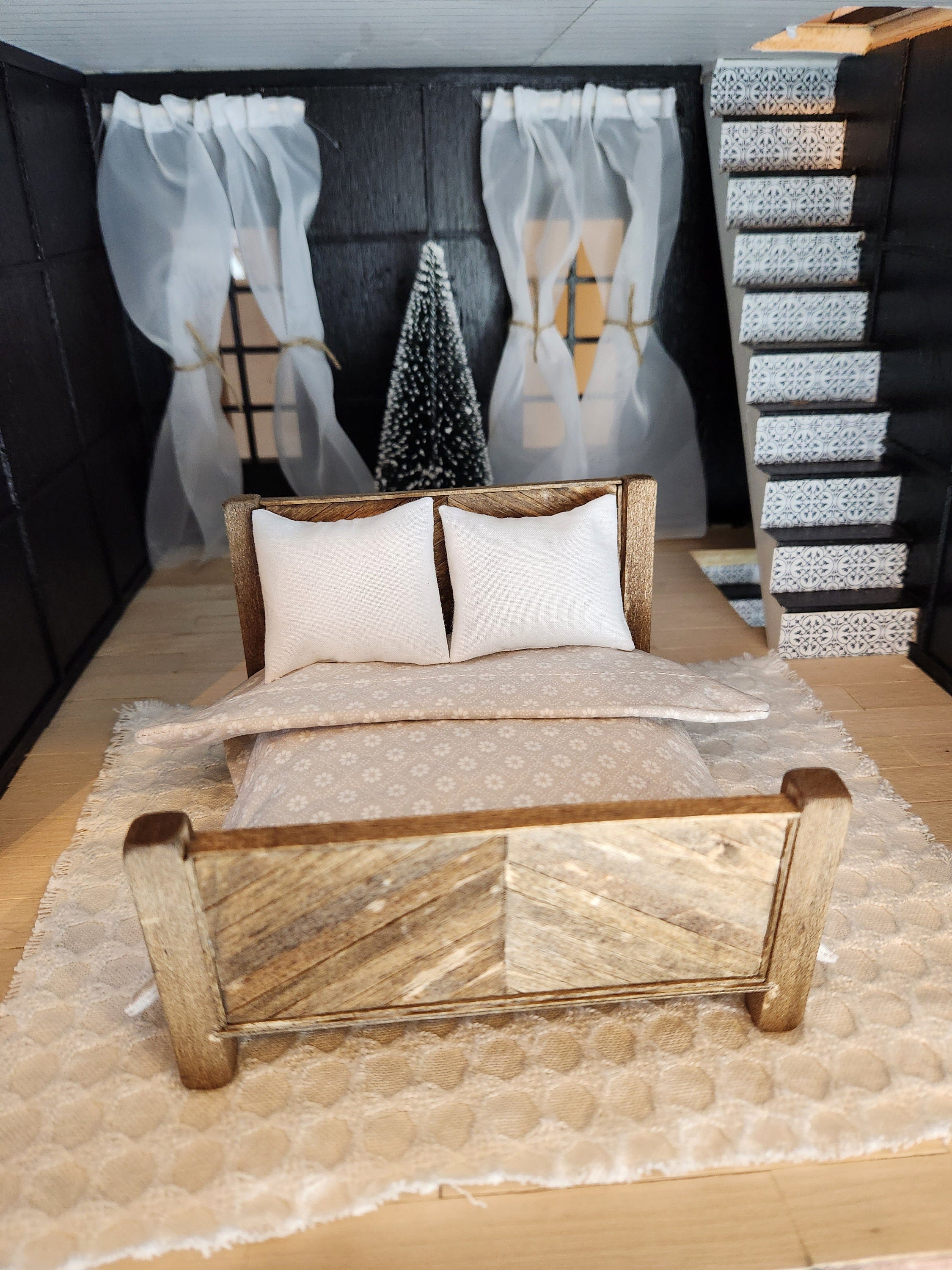 Dollhouse Miniature White Pillow, 1:12 Scale, Decor Pillow