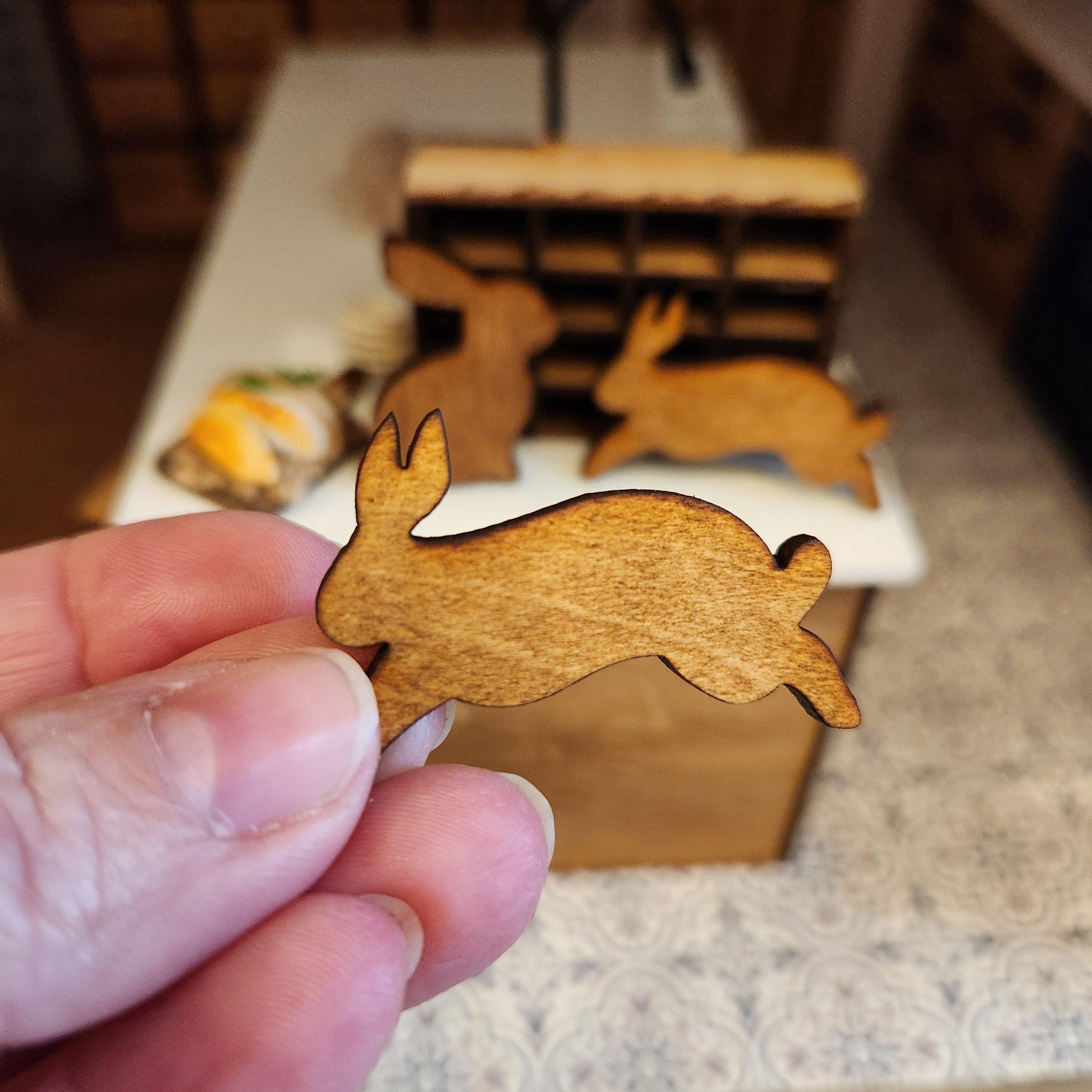 1:12 Scale Miniature Easter Bunny Cutting Boards – Rustic Spring Decor