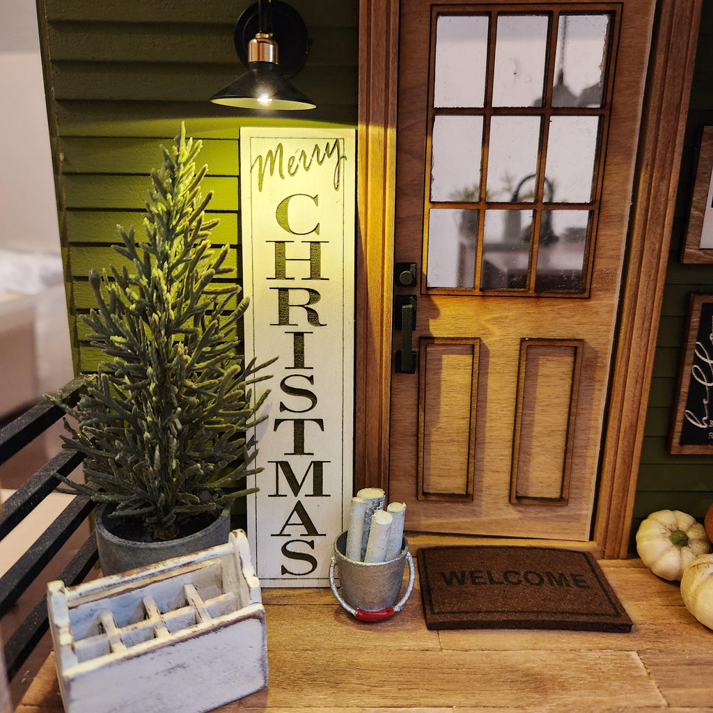 1:12 Scale Miniature Christmas Log Bucket – Rustic Porch Decor
