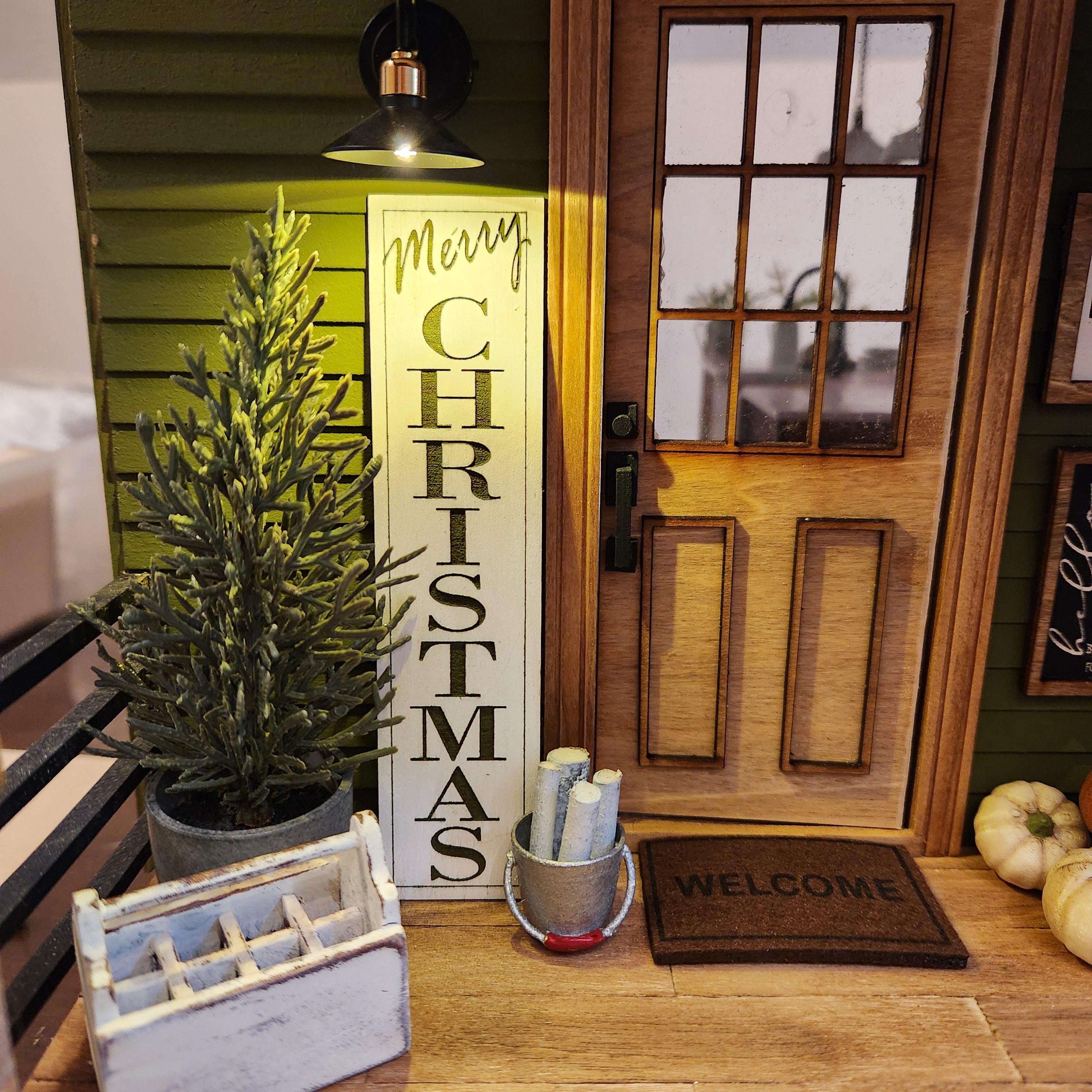 1:12 Scale Miniature Christmas Log Bucket – Rustic Porch Decor
