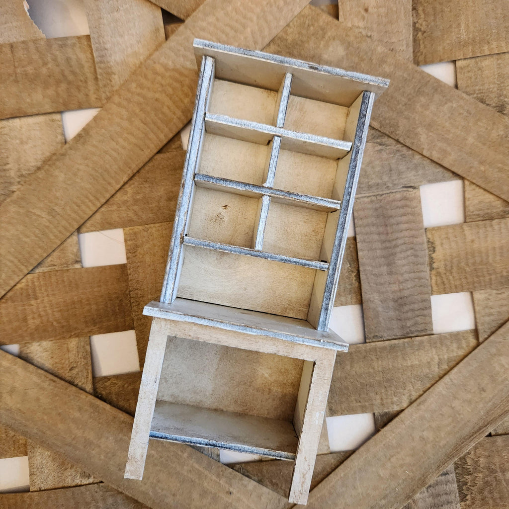 1:12 Scale Miniature Potting Bench – Rustic White Antiqued or DIY Unfinished
