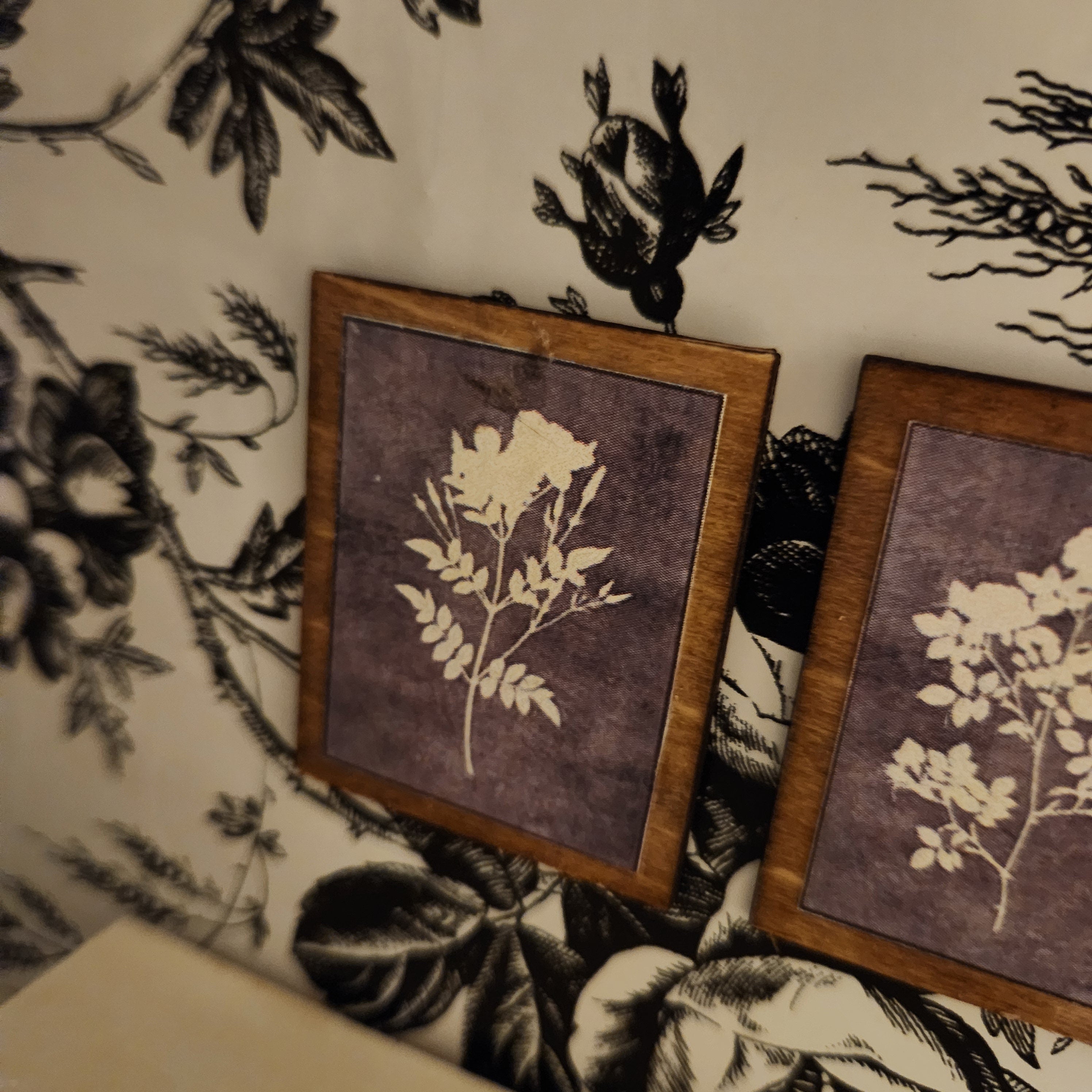 1:12 Scale Miniature Floral Wood Sign Set – Trio of Botanical Wall Art