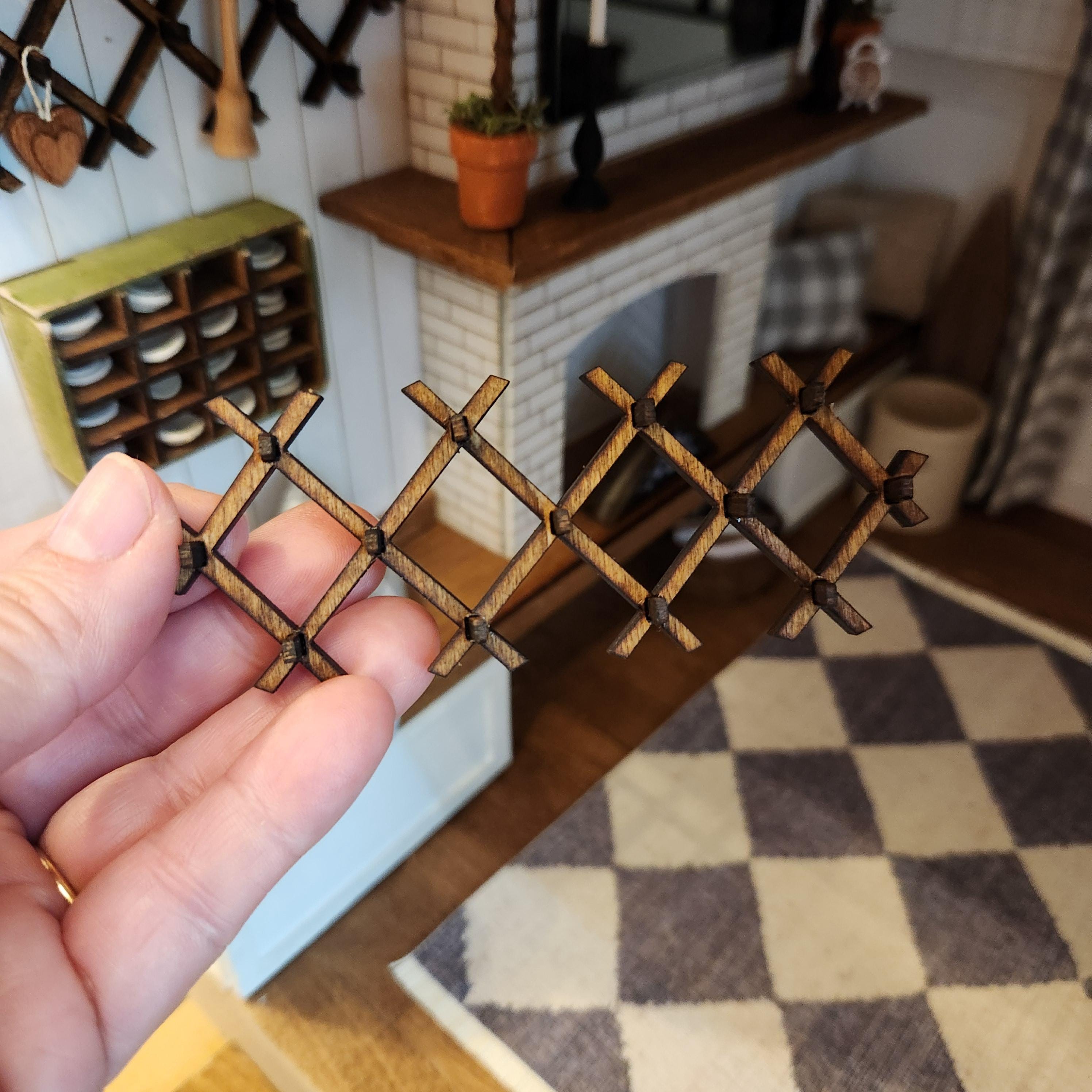 Dollhouse Miniature Accordion Wood Wall Decor, 1:12 Scale