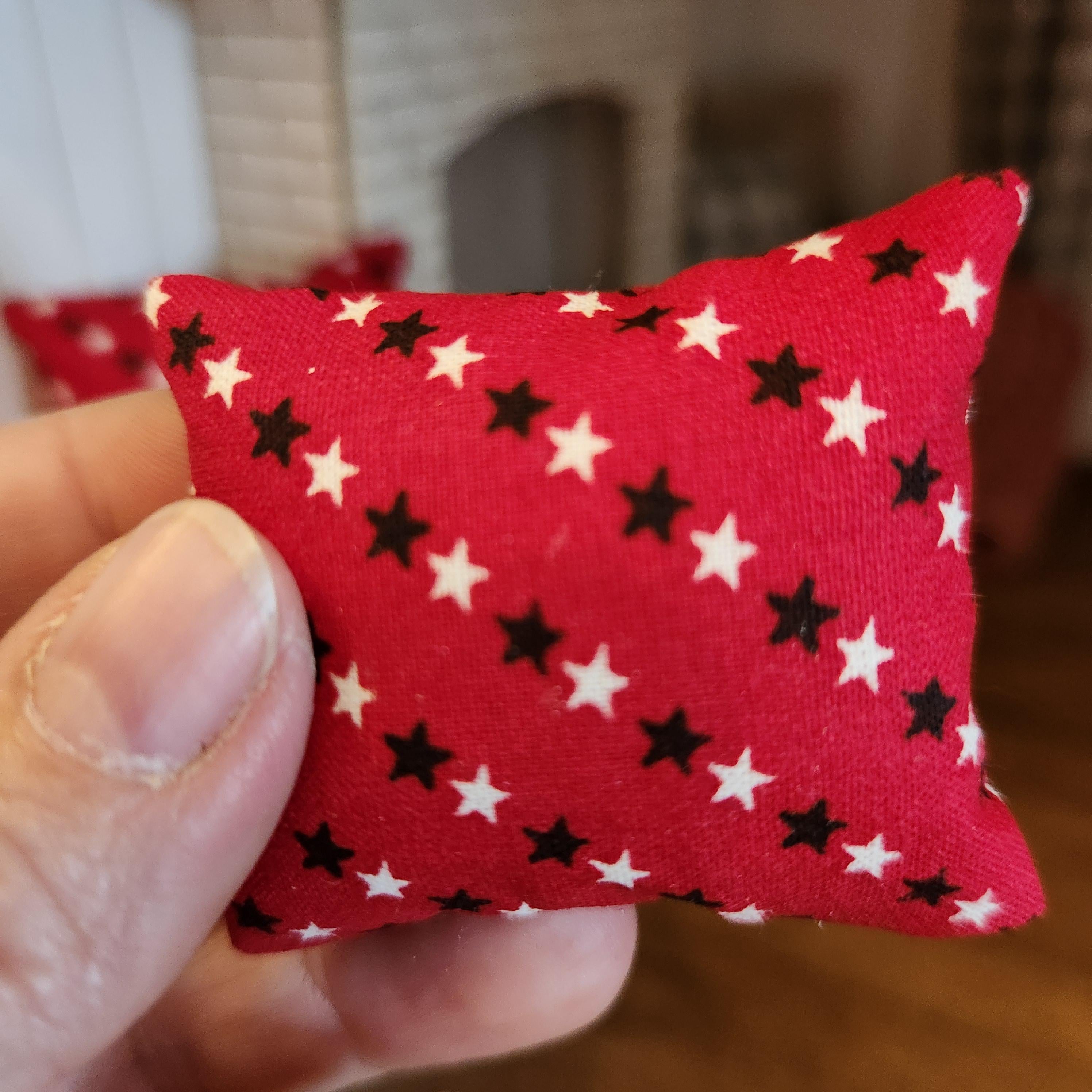 Dollhouse Miniature Pillow, Patriotic Stars, 1:12 Scale