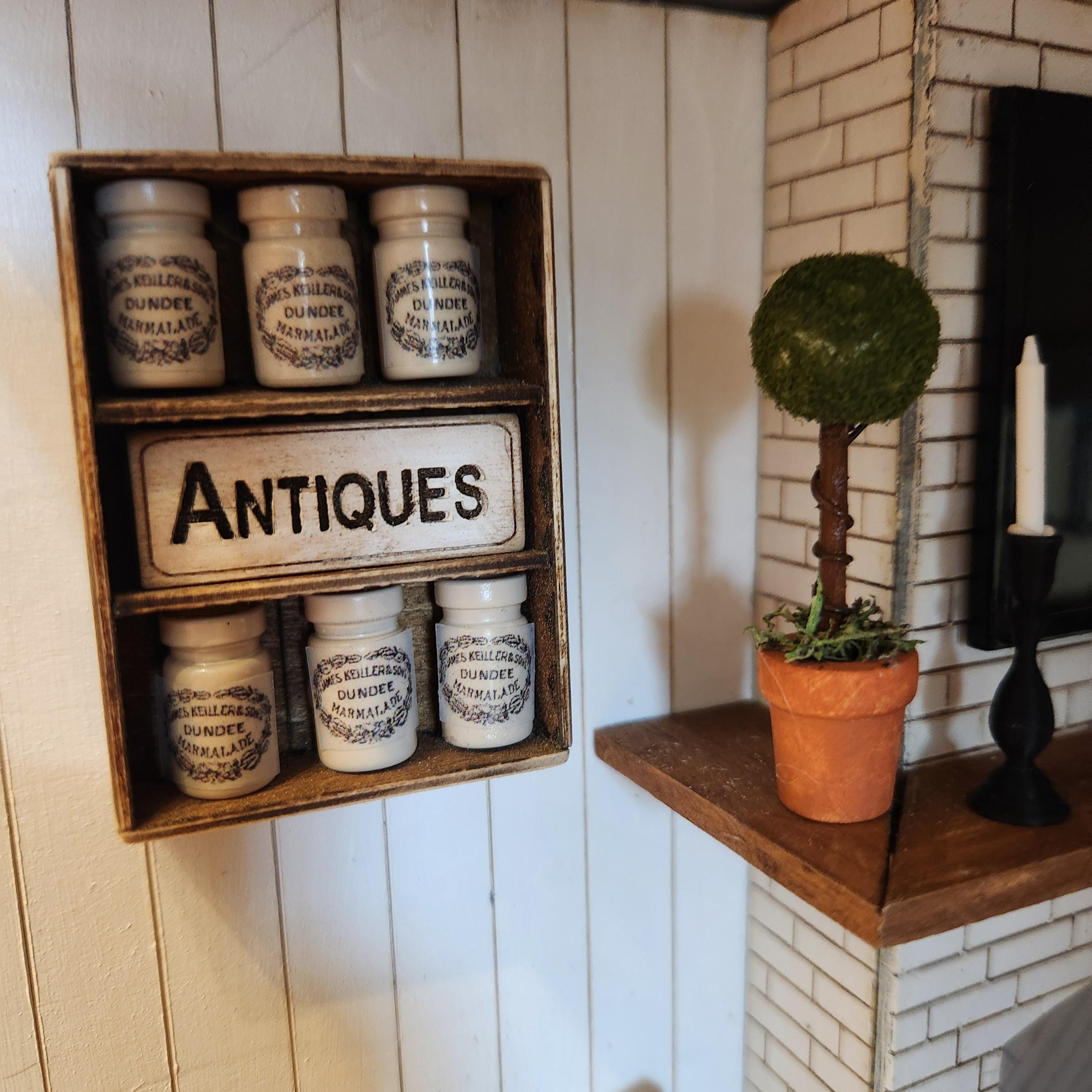 1:12 Scale Miniature Vintage Display Shelf – Shiplap Farmhouse Cubby