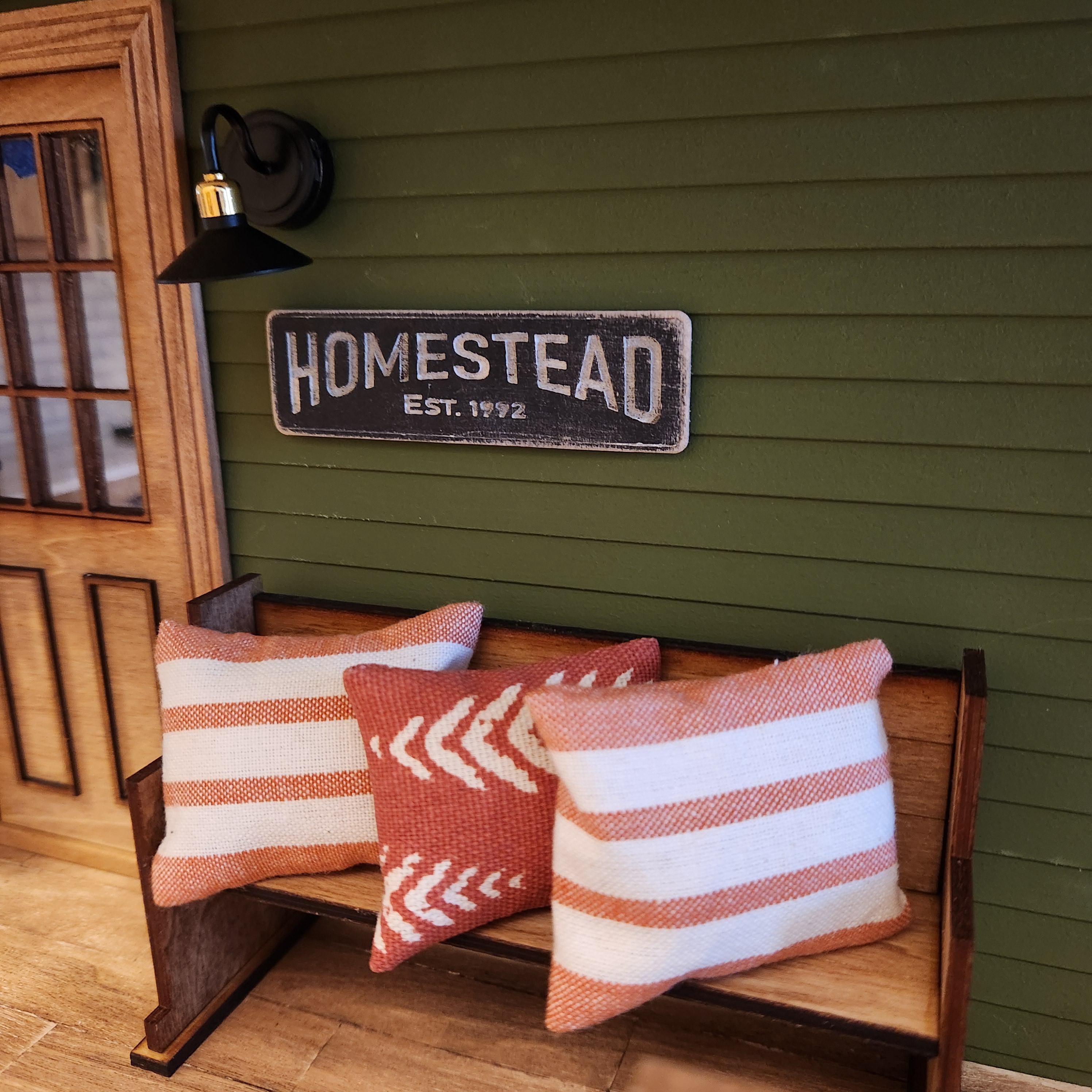 Dollhouse Miniatures Homestead Sign, 1:12 Scale, Rustic Wood
