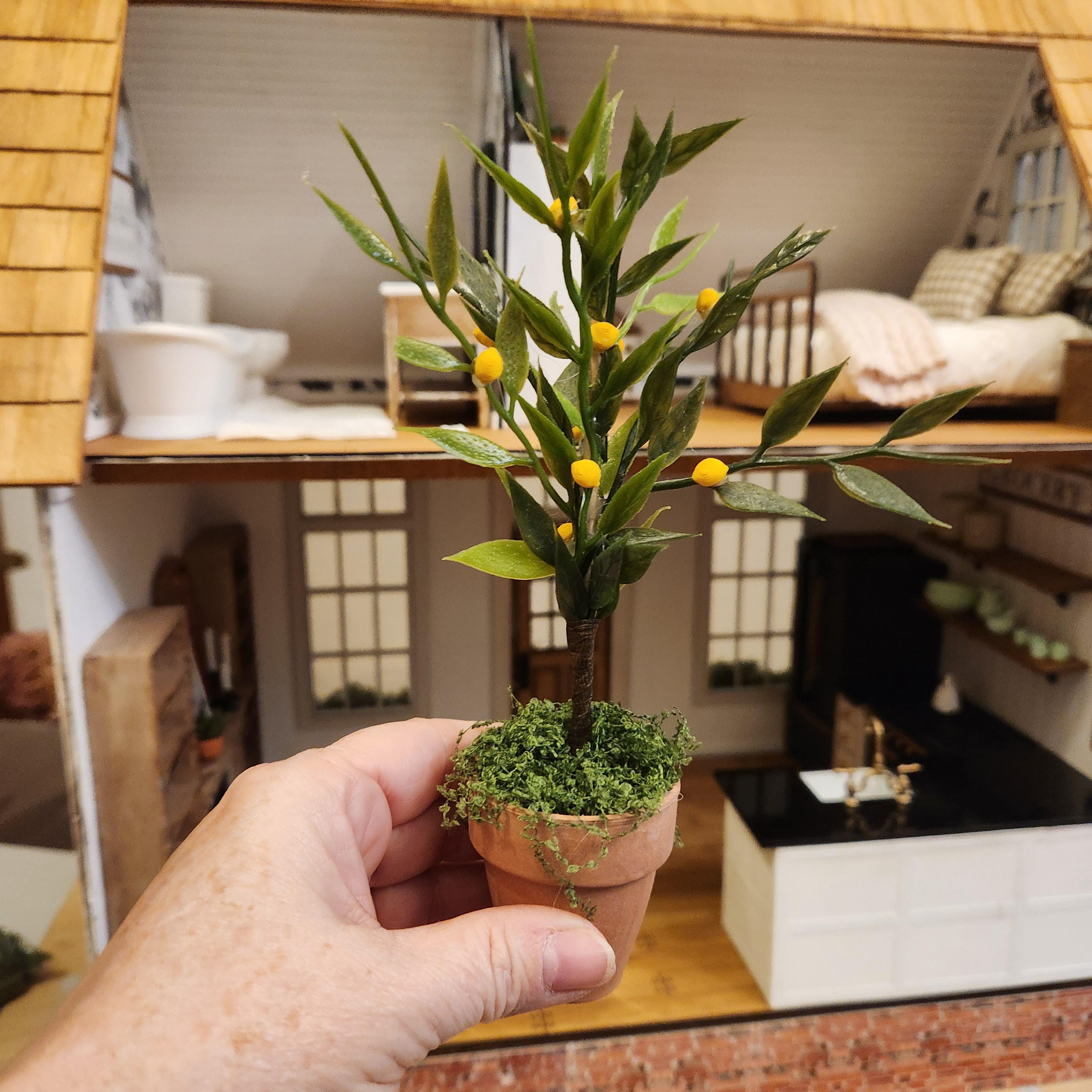 1:12 Scale Miniature Potted Fruit Tree – Lemon or Orange Topiary
