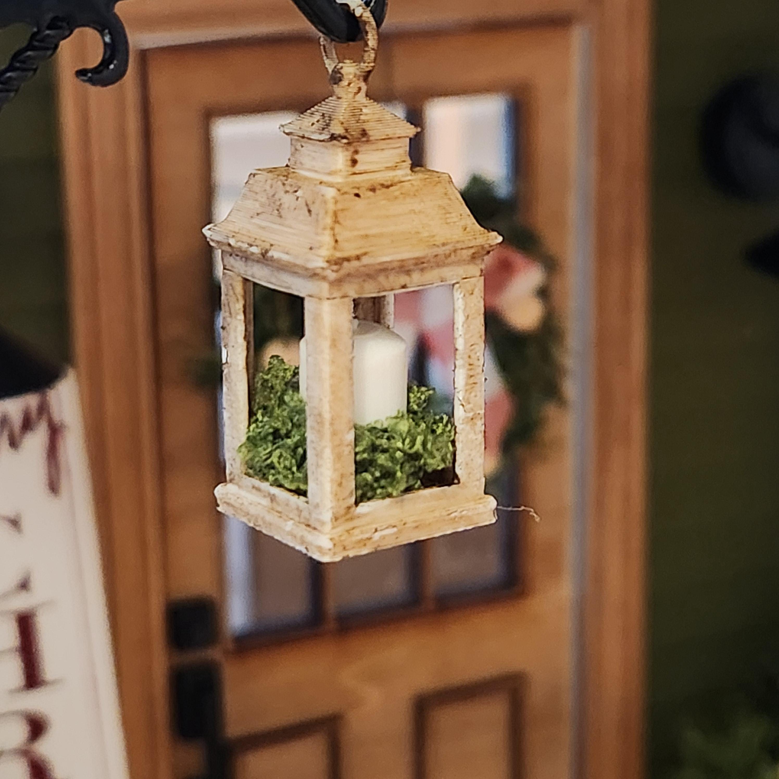 1:12 Scale Miniature Lantern Candleholder – Farmhouse Style Decor