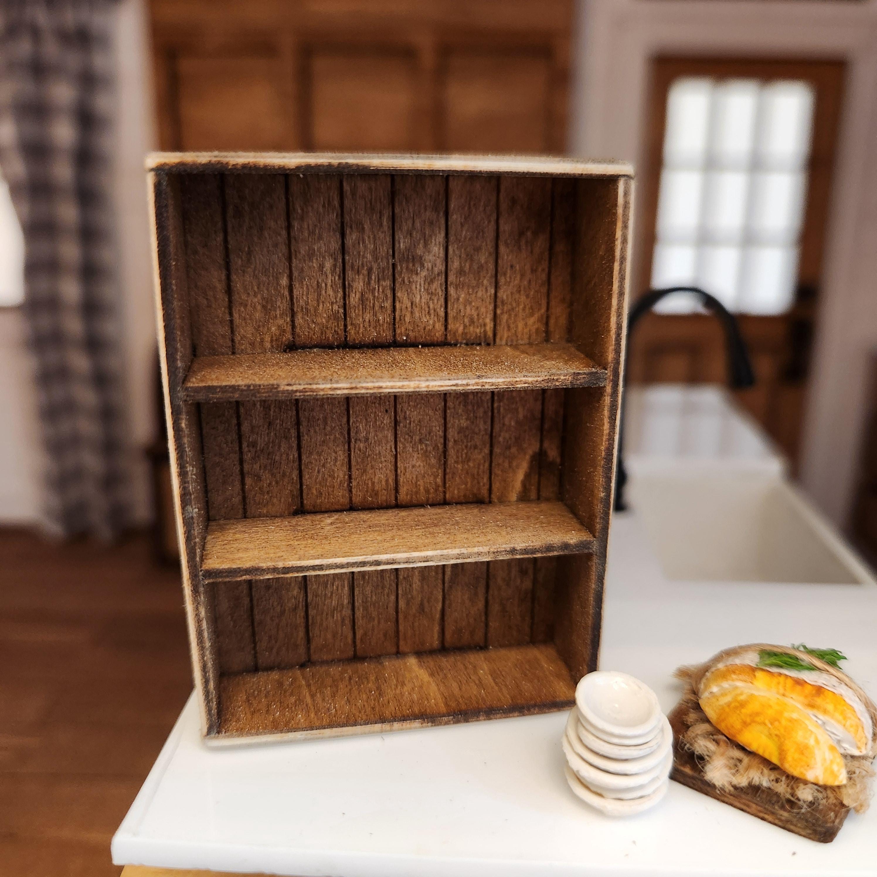 1:12 Scale Miniature Vintage Display Shelf – Shiplap Farmhouse Cubby