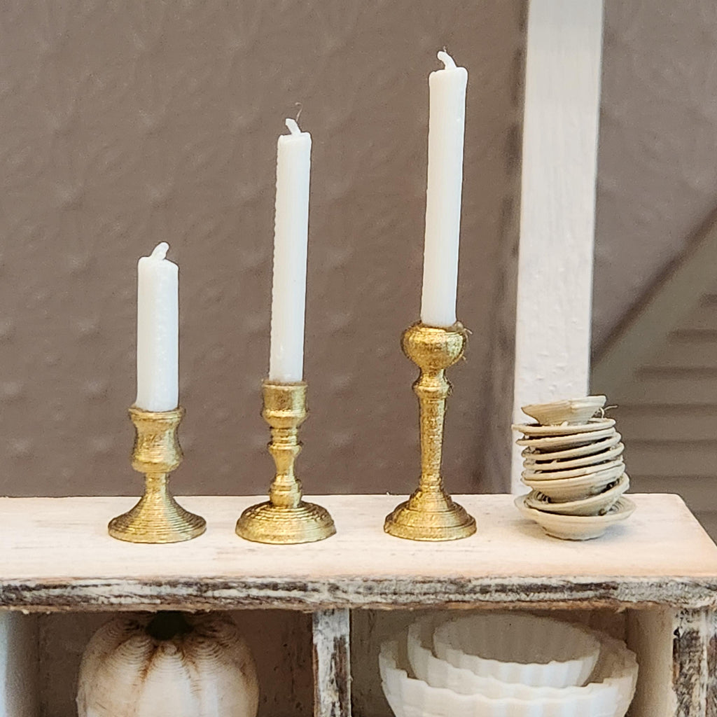 1:12 Scale Miniature Candlesticks – Modern & Traditional Finishes