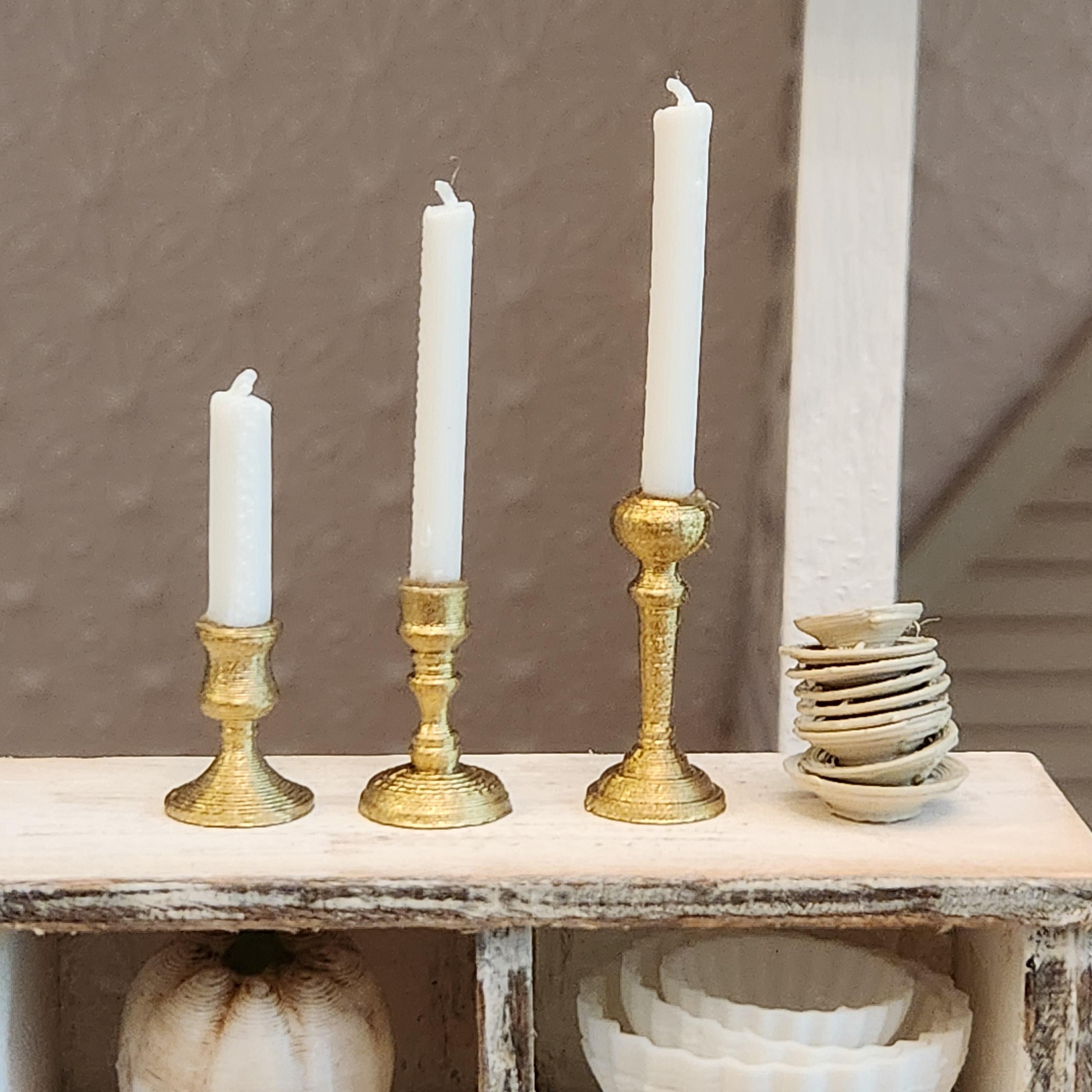 1:12 Scale Miniature Candlesticks – Modern & Traditional Finishes