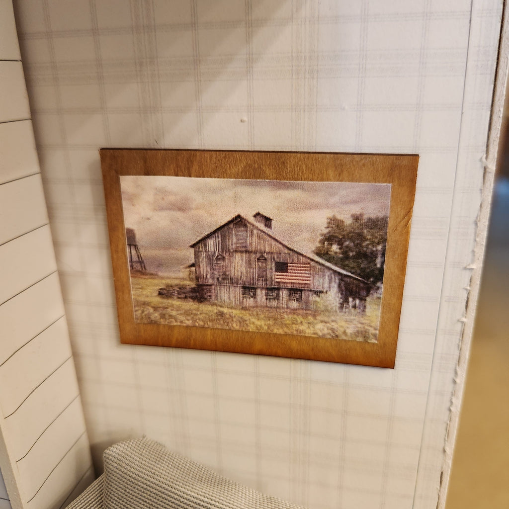 1:12 Scale Miniature "Patriotic Barn" Wood Sign – Americana Farmhouse Decor