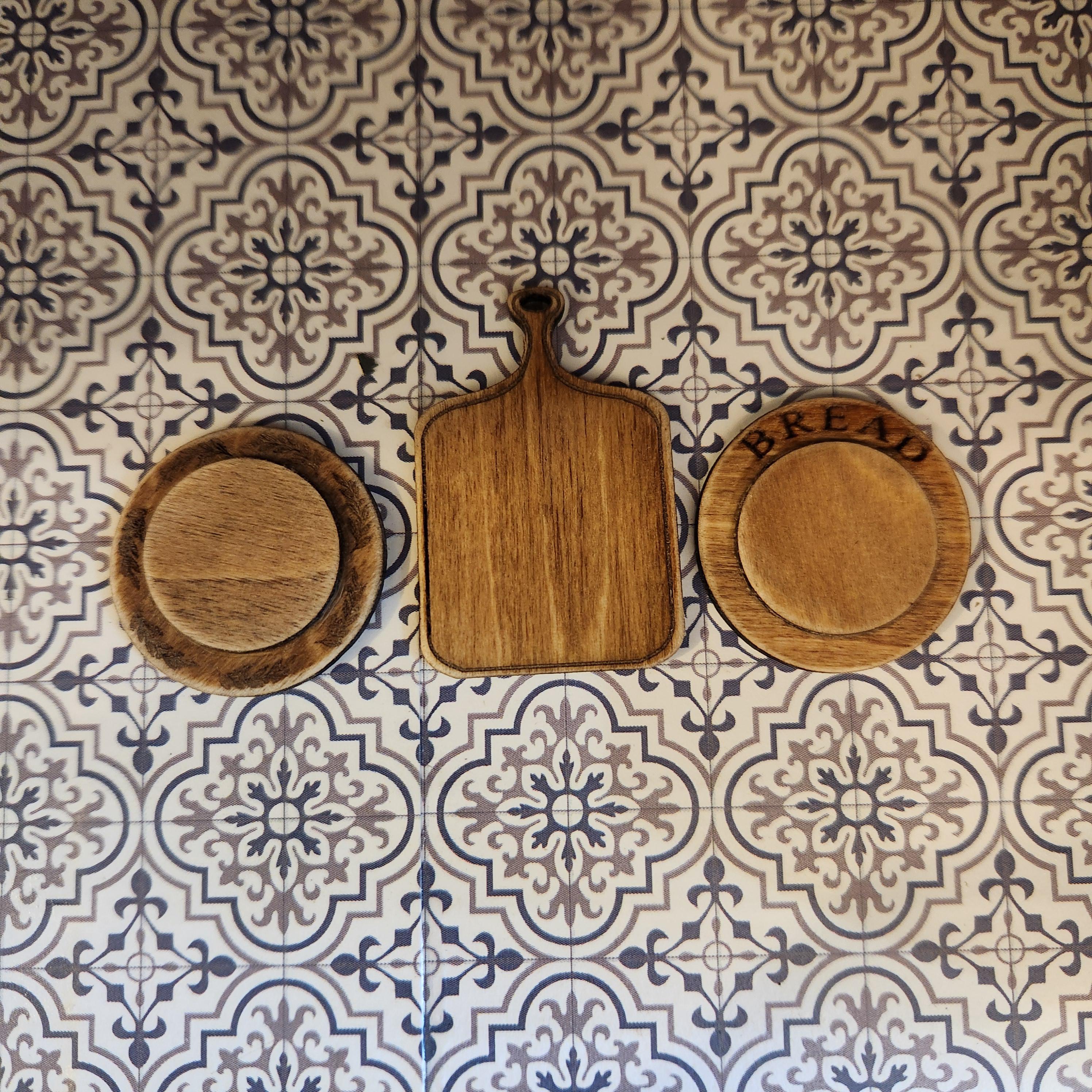 1:12 Scale Miniature Vintage Cutting Board Set – Trio of Rustic Bread Boards