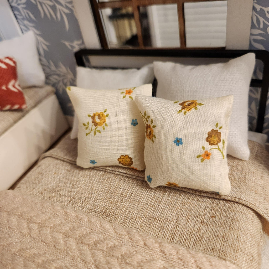 Dollhouse Miniatures Accent Pillow, FLORAL, dollhouse decorations, miniature pillows, 1:12 scale