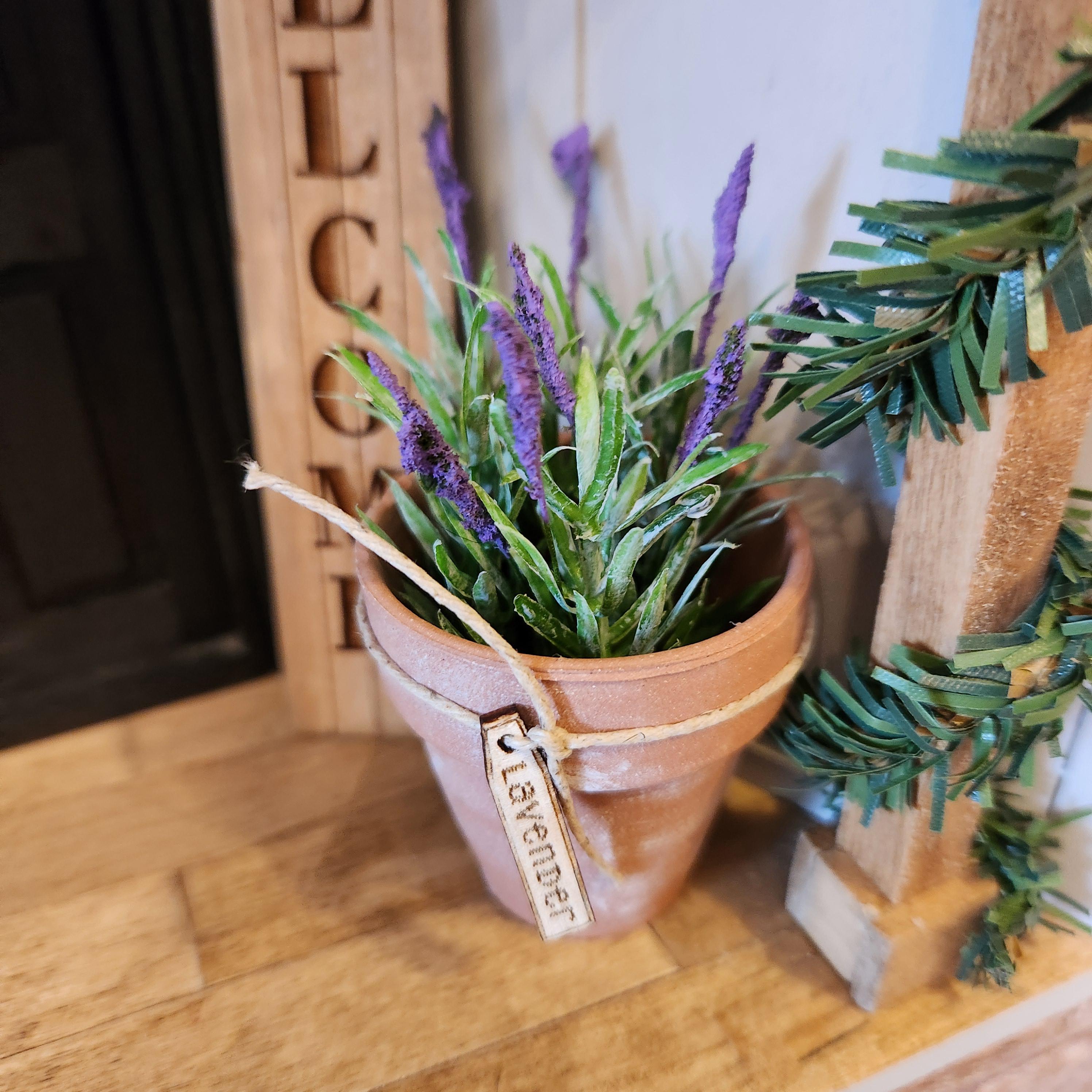 1:12 Scale Miniature Lavender in Aged Terracotta Pot – Botanical Decor