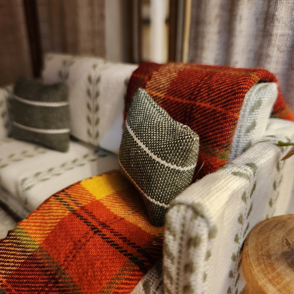 1:12 Scale Miniature Fall Throw Blanket – Seasonal Harvest Afghan