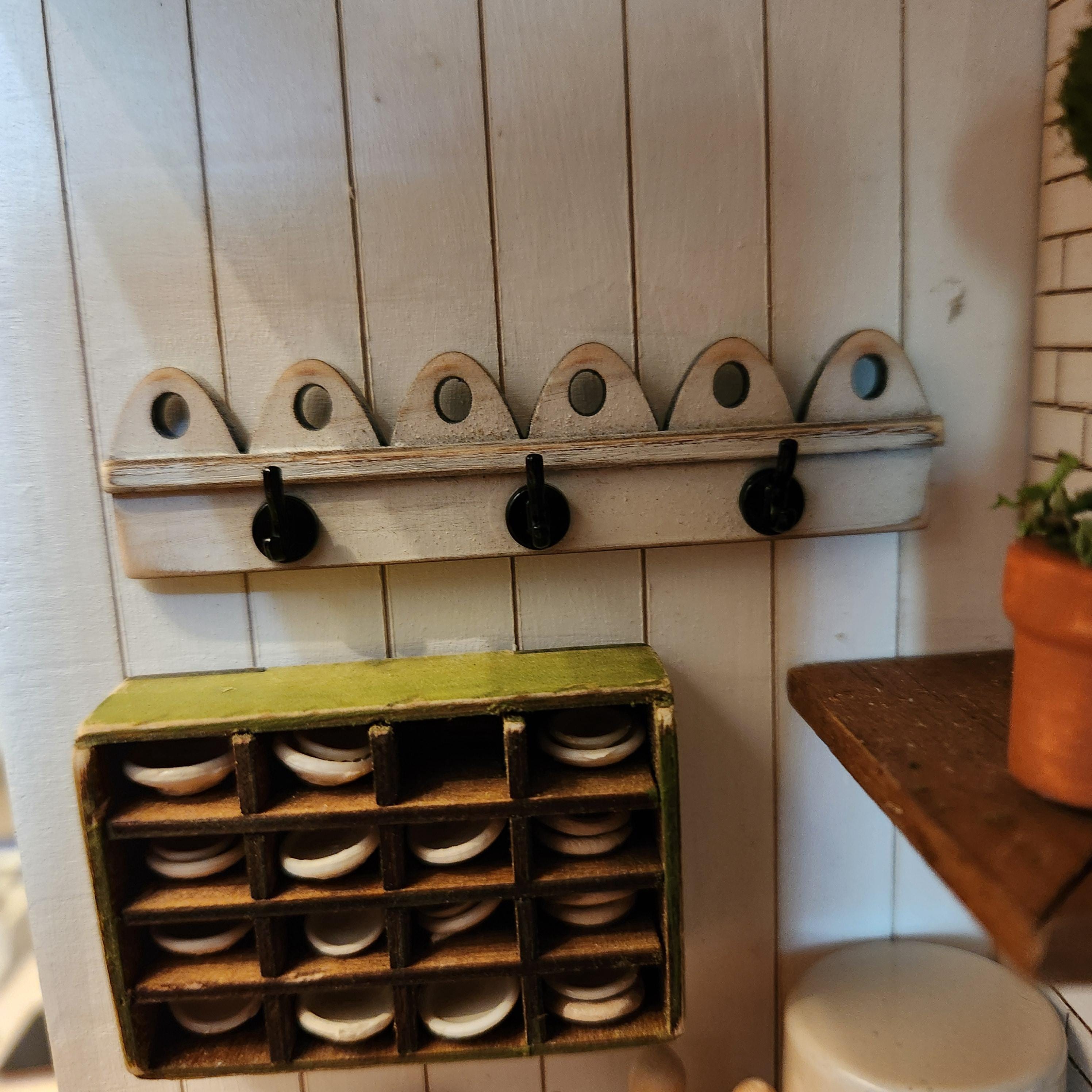 Dollhouse Miniatures, VINTAGE PEG RACK, home decor, miniature wall decor, dollhouse accents, 1:12 scale, wall decor