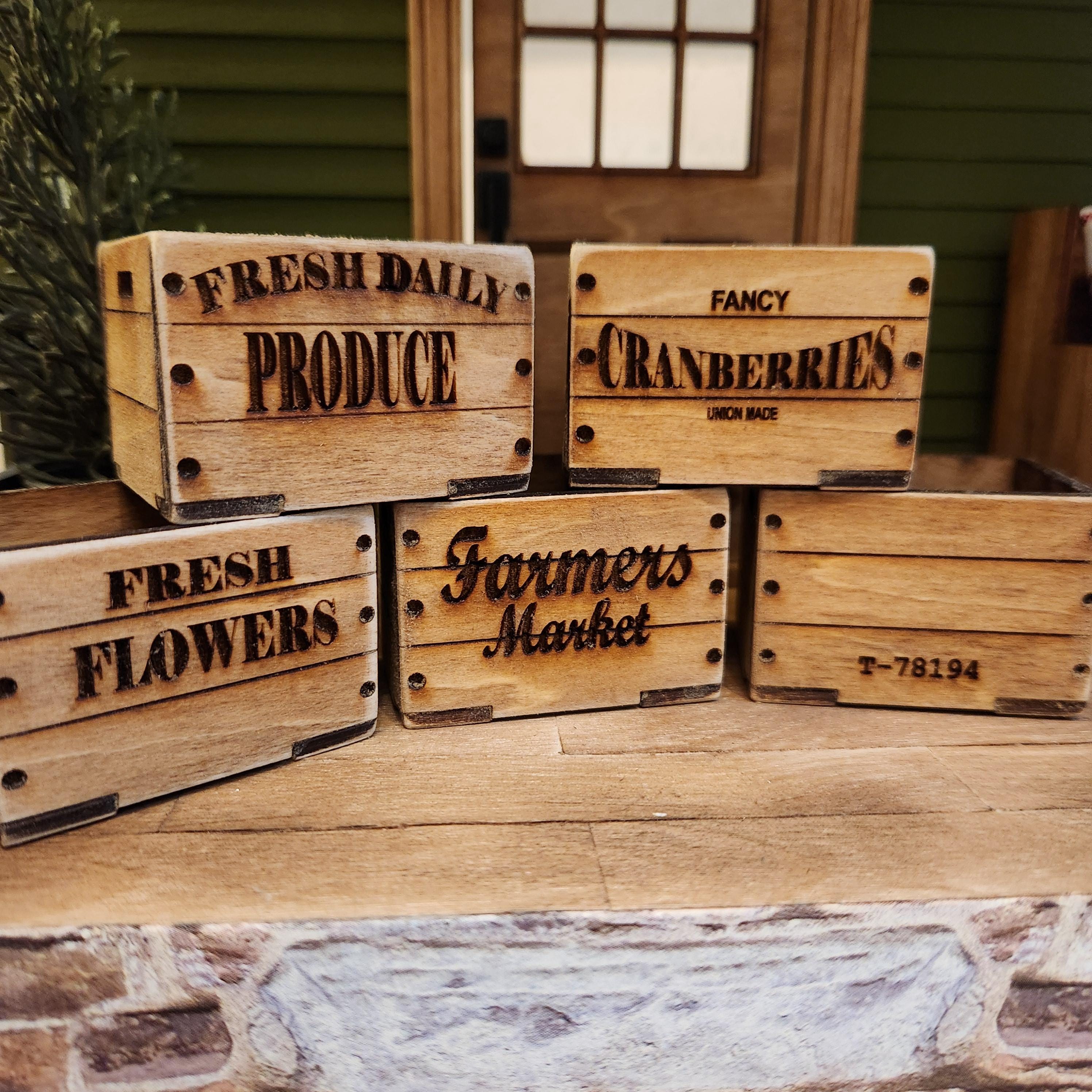 1:12 Scale Miniature Rustic Crate – Farmhouse Storage & Porch Decor