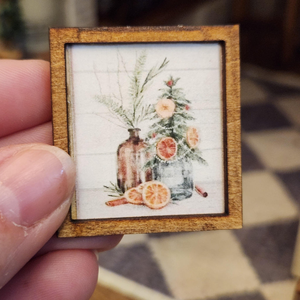 1:12 Scale Miniature "Orange & Evergreen" Primitive Sign – Holiday Art