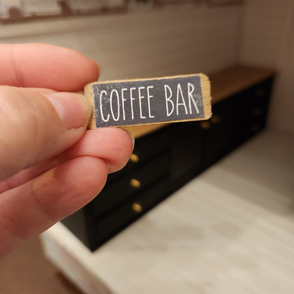 1:12 Scale Miniature "COFFEE BAR" Wood Sign – Tiny Kitchen Decor