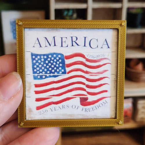 1:12 Scale America 250 Years of Freedom | Miniature American Flag Wall Art | Patriotic Fourth of July Tiny Home Accessory