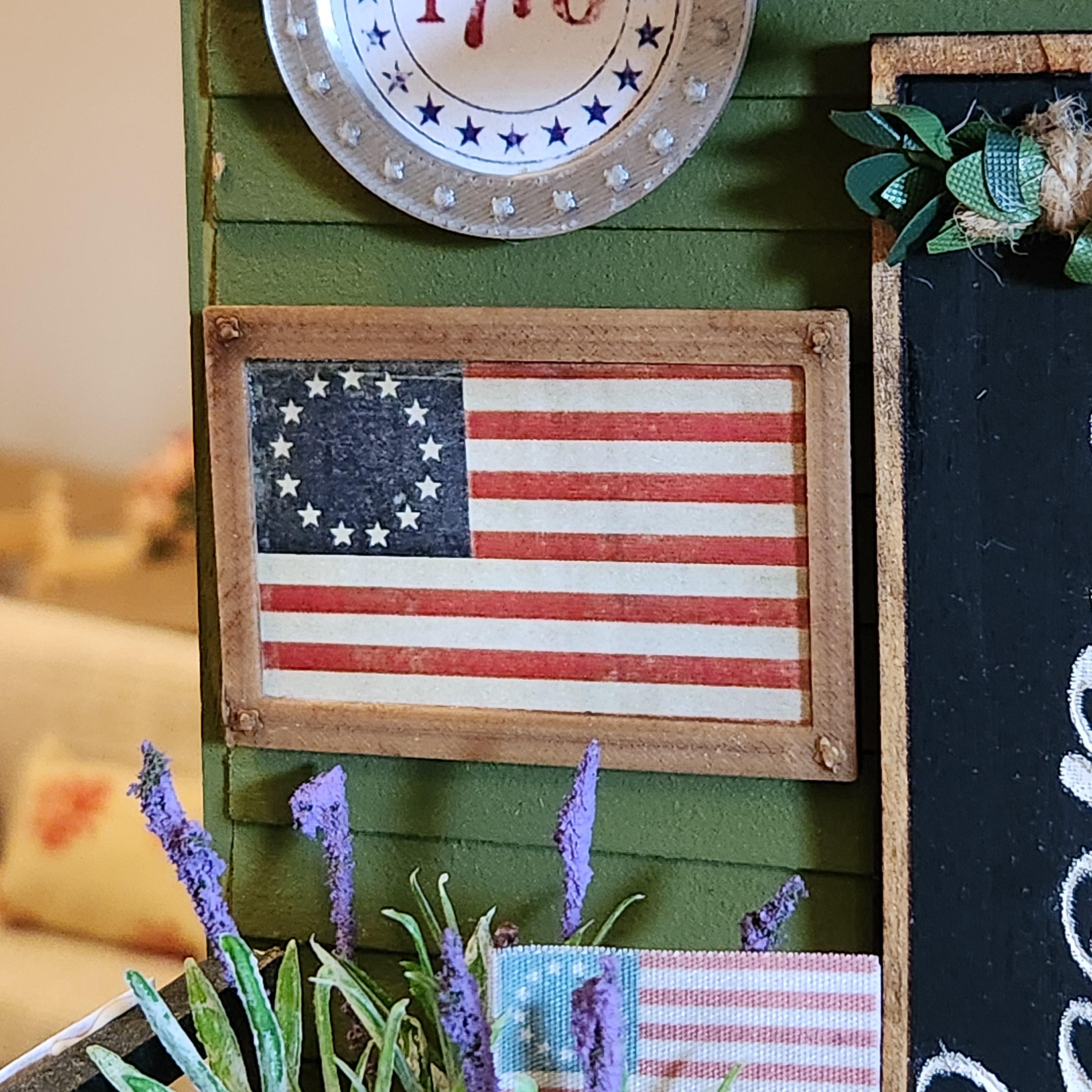 1:12 Scale Betsy Ross American Flag | Miniature American Flag Wall Art | Patriotic Fourth of July Tiny Home Accessory
