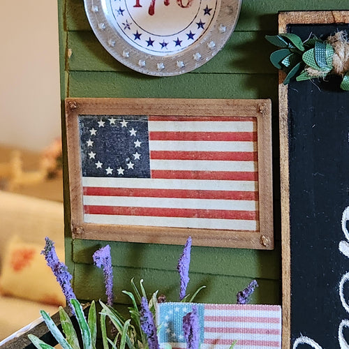 1:12 Scale Betsy Ross American Flag | Miniature American Flag Wall Art | Patriotic Fourth of July Tiny Home Accessory
