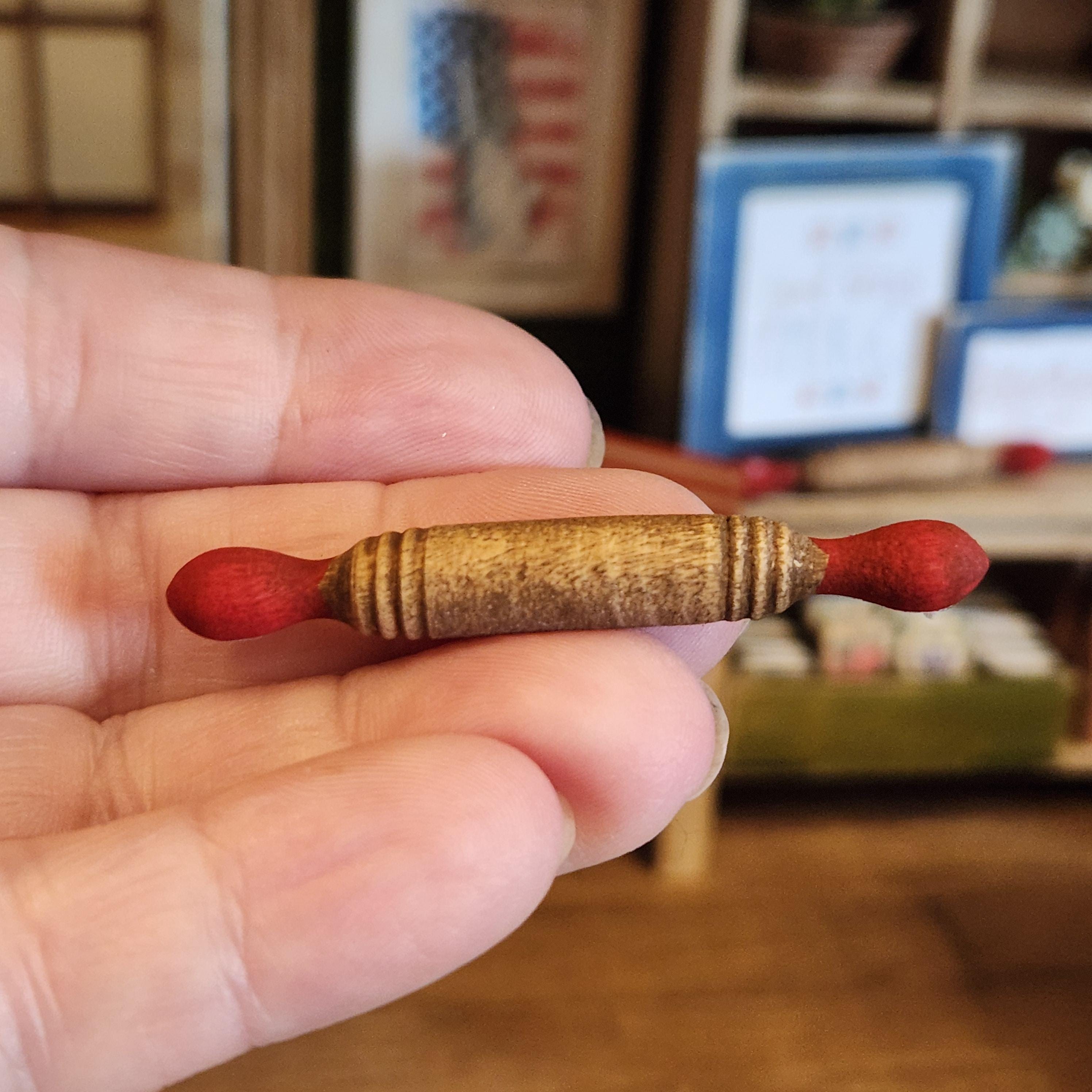 1:12 Scale Vintage Red Handled Rolling Pin | American Flag Miniature Decor | America’s 250th Birthday Dollhouse Accessory