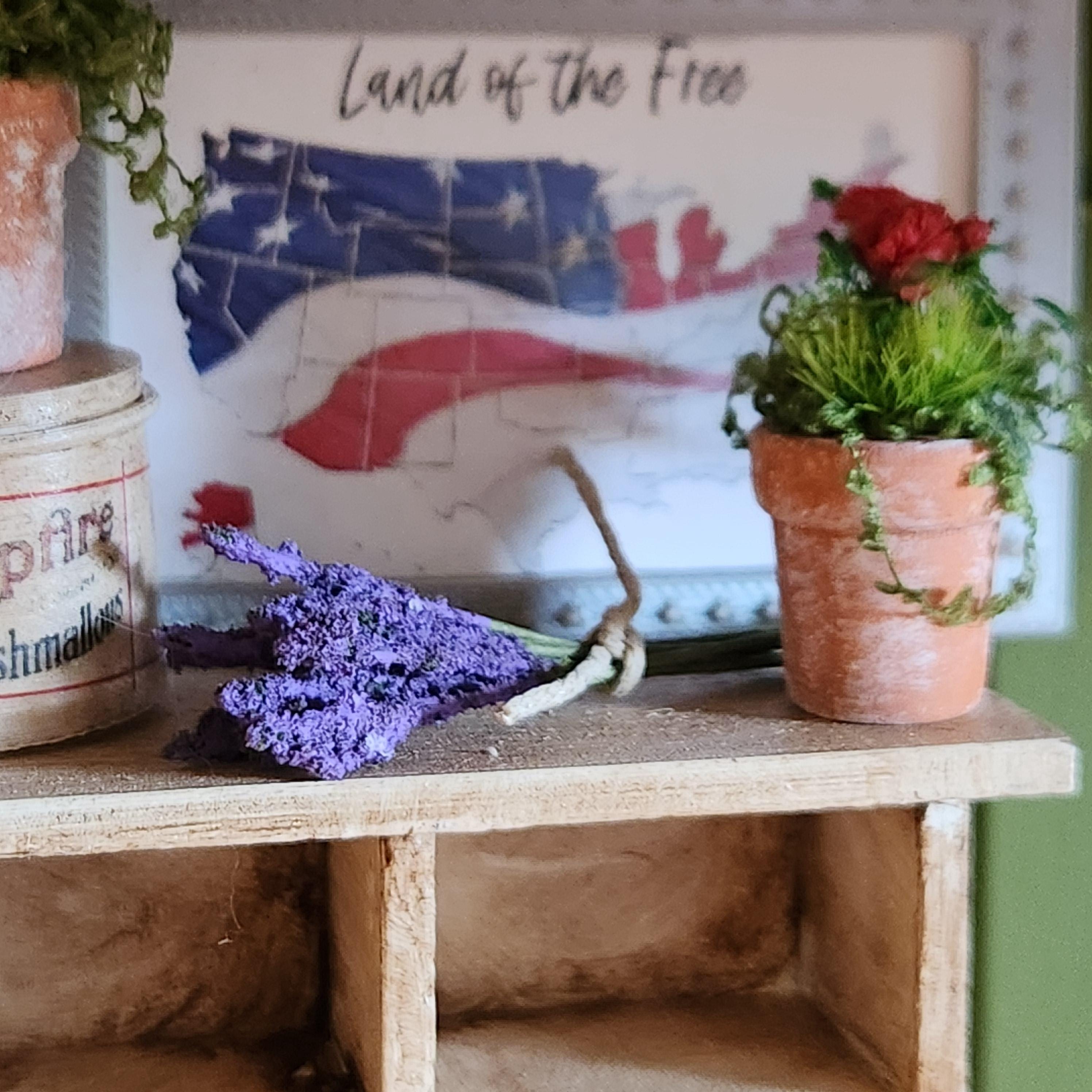 1:12 Scale Handcrafted Lavender Bundle | Miniature Dried Floral Bouquet | Rustic Farmhouse Dollhouse Decor