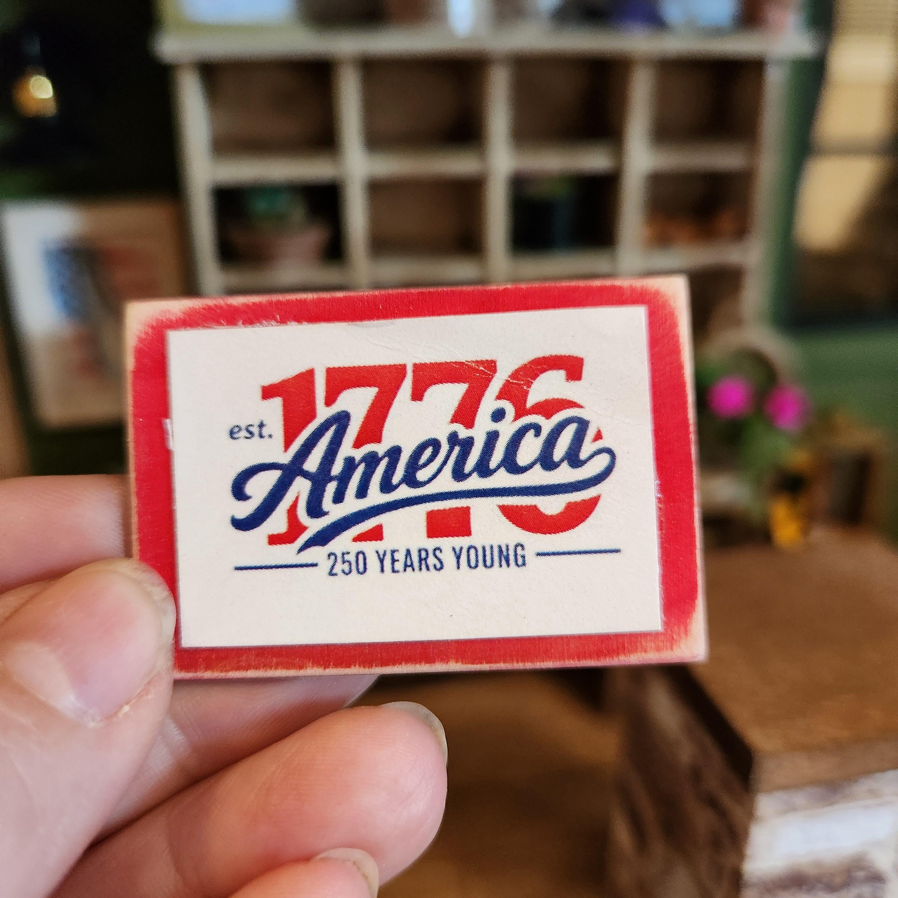 1:12 Scale 1776 America 250 Wood Sign | Miniature American Flag Wall Art | Patriotic Fourth of July Tiny Home Accessory