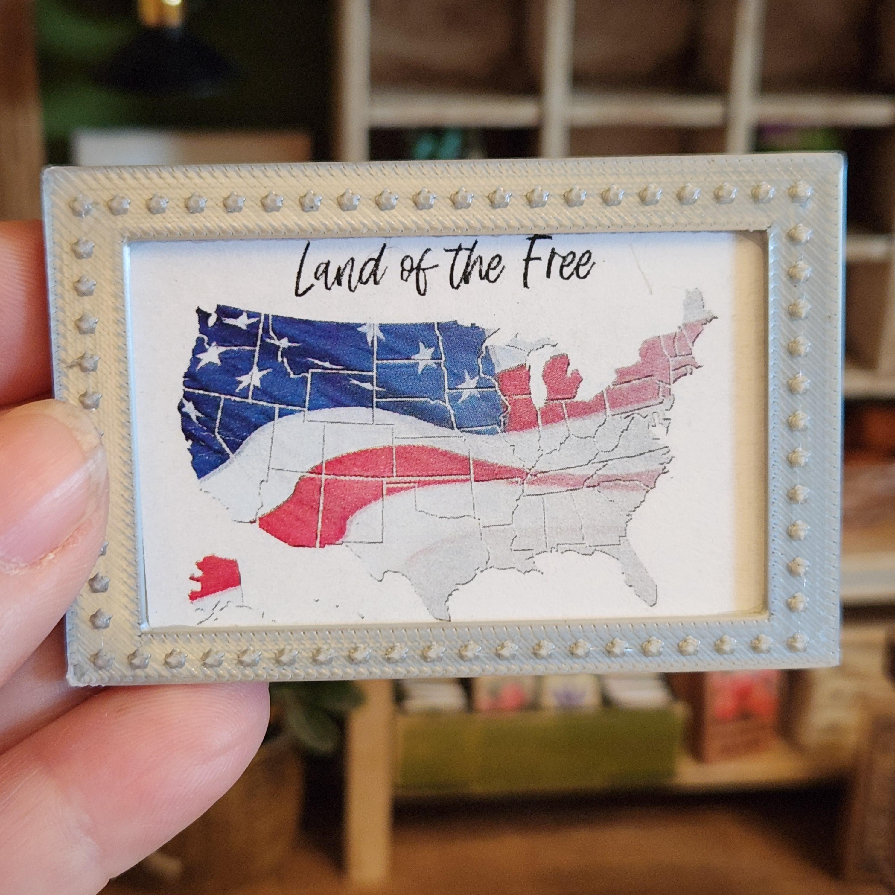 1:12 Scale Land of the Free | Miniature American Flag Wall Art | Patriotic Fourth of July Tiny Home Accessory