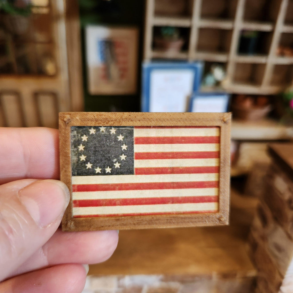 1:12 Scale Betsy Ross American Flag | Miniature American Flag Wall Art | Patriotic Fourth of July Tiny Home Accessory