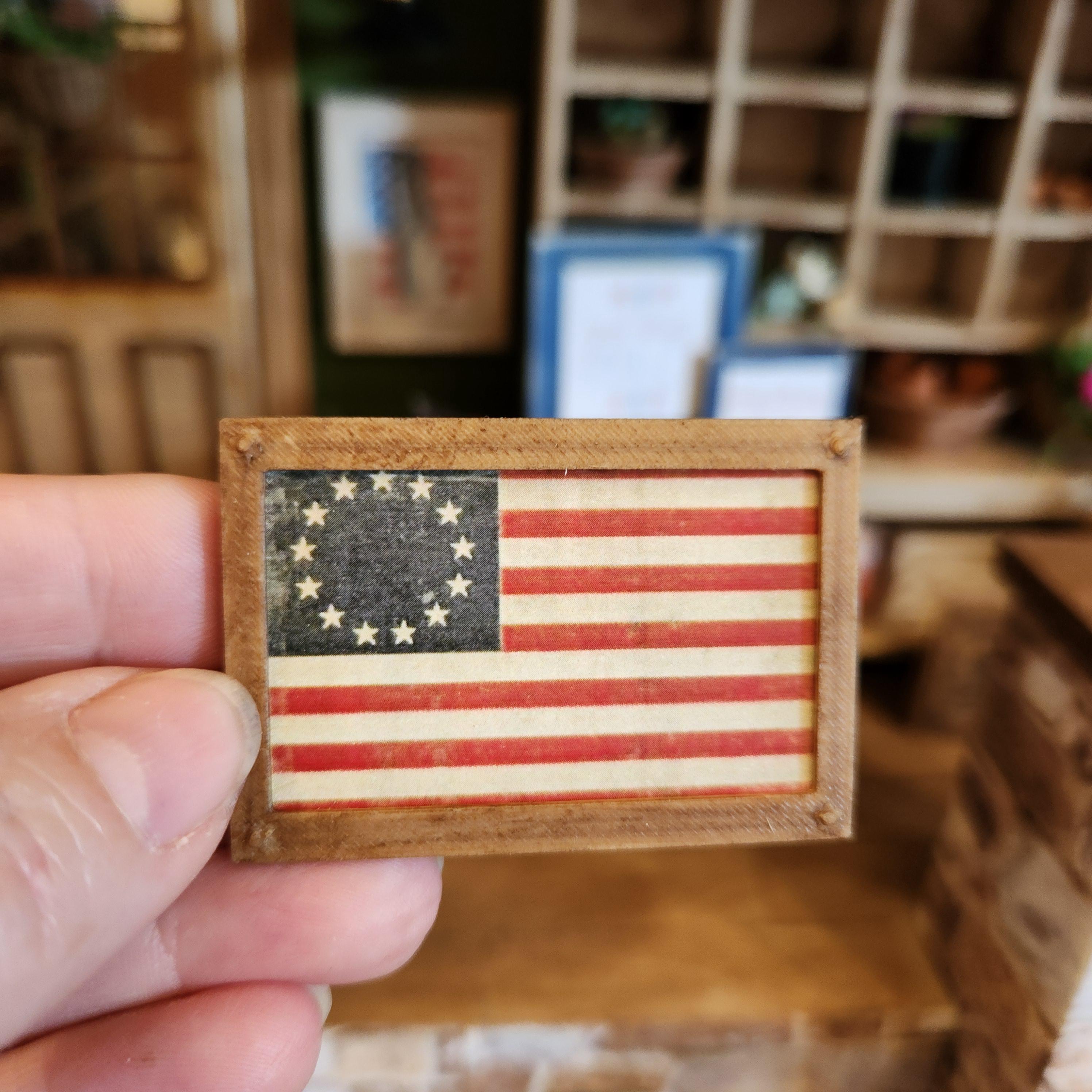 1:12 Scale Betsy Ross American Flag | Miniature American Flag Wall Art | Patriotic Fourth of July Tiny Home Accessory