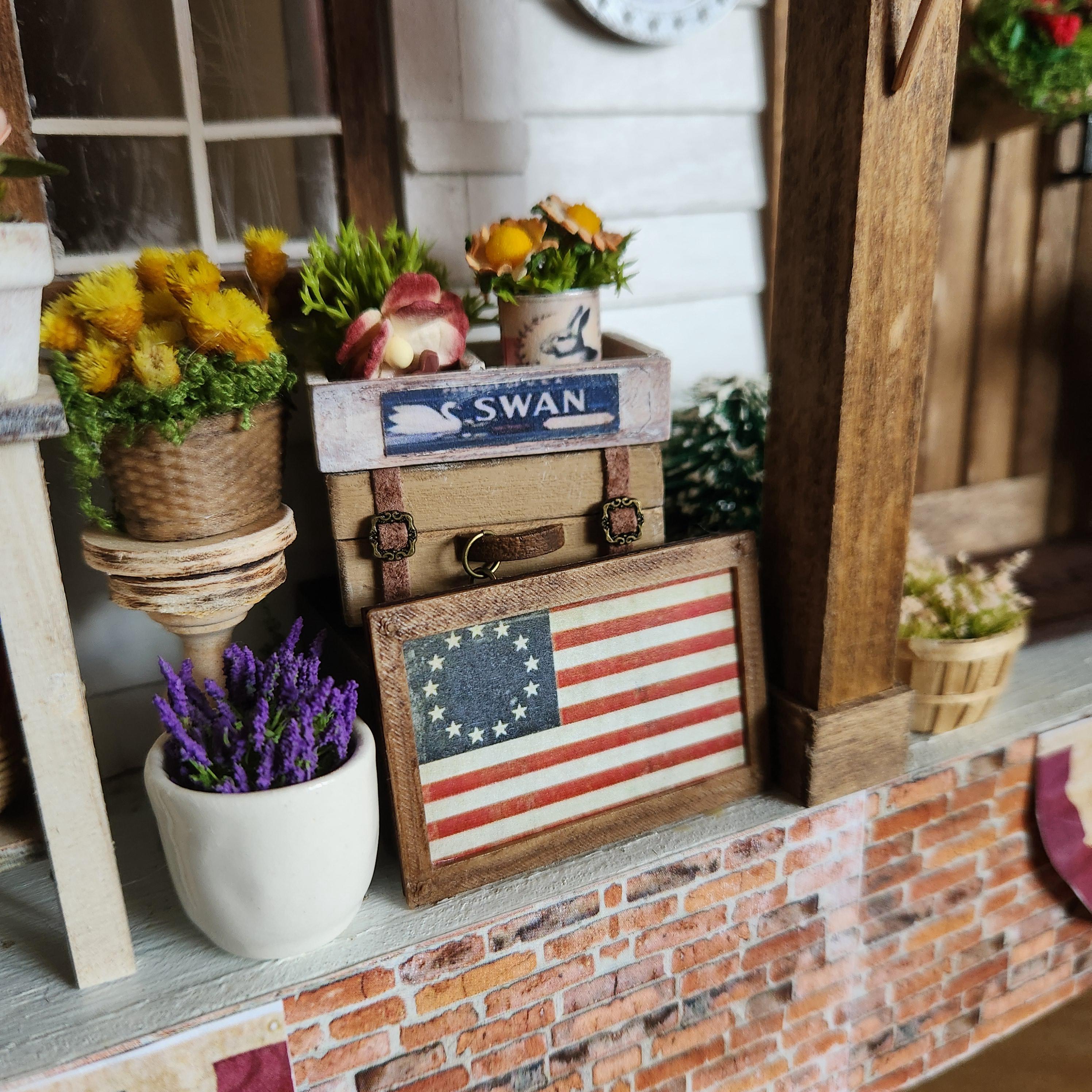 1:12 Scale Betsy Ross American Flag | Miniature American Flag Wall Art | Patriotic Fourth of July Tiny Home Accessory