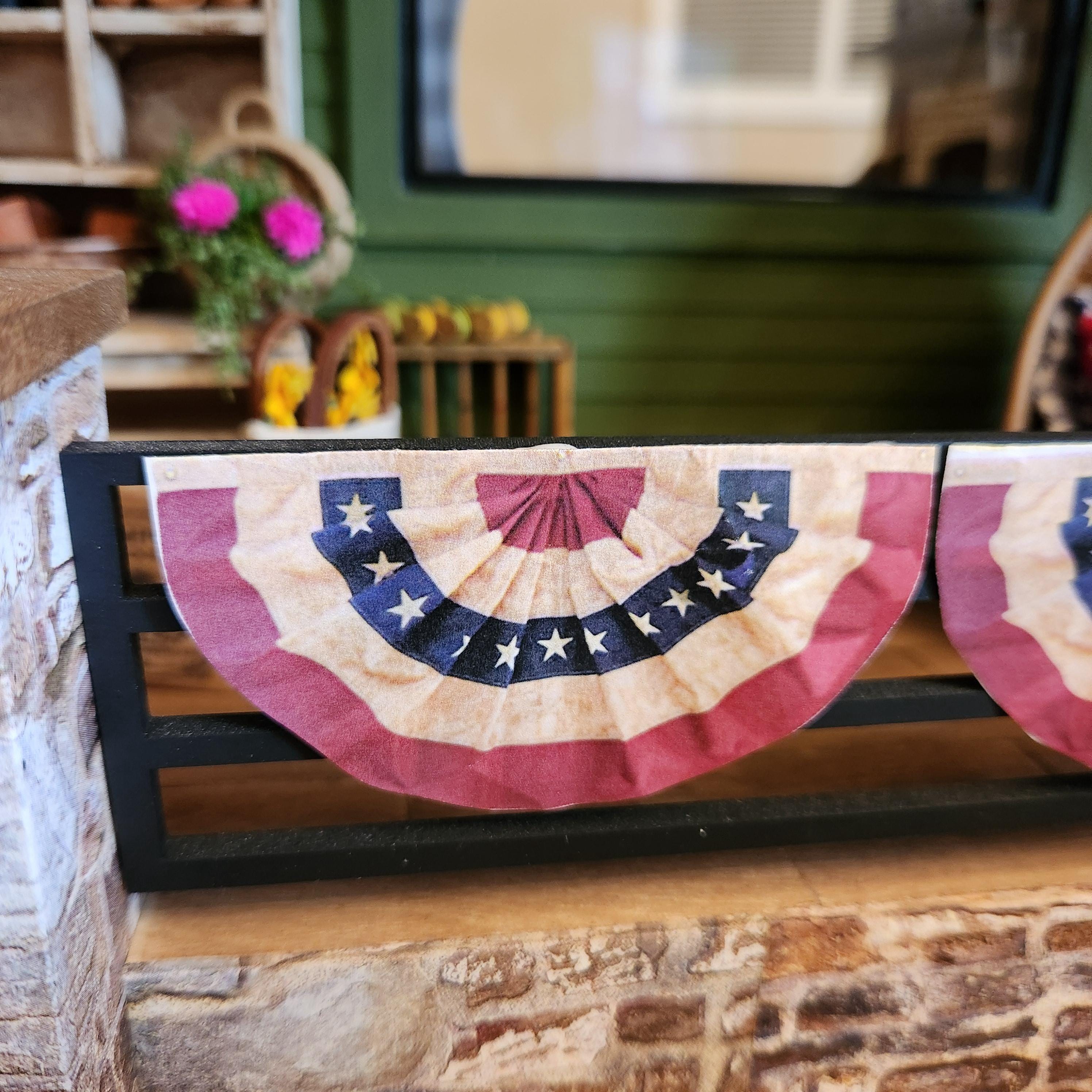 1:12 Scale Patriotic Bunting | Miniature American Flag Decor | Patriotic Fourth of July Tiny Home Accessory