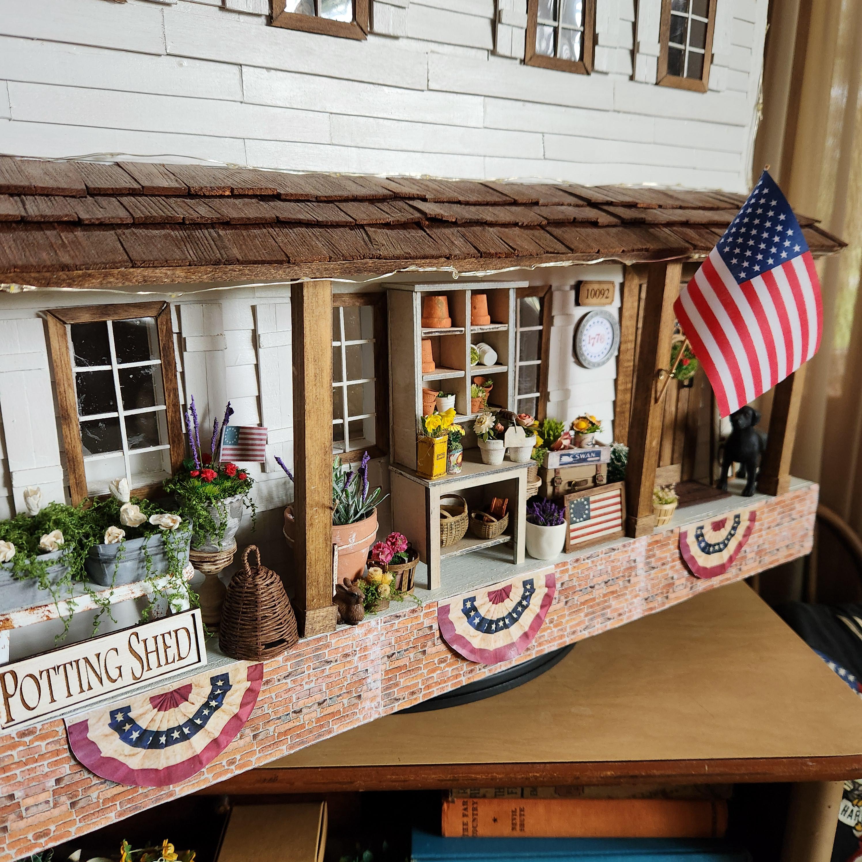 1:12 Scale Patriotic Bunting | Miniature American Flag Decor | Patriotic Fourth of July Tiny Home Accessory