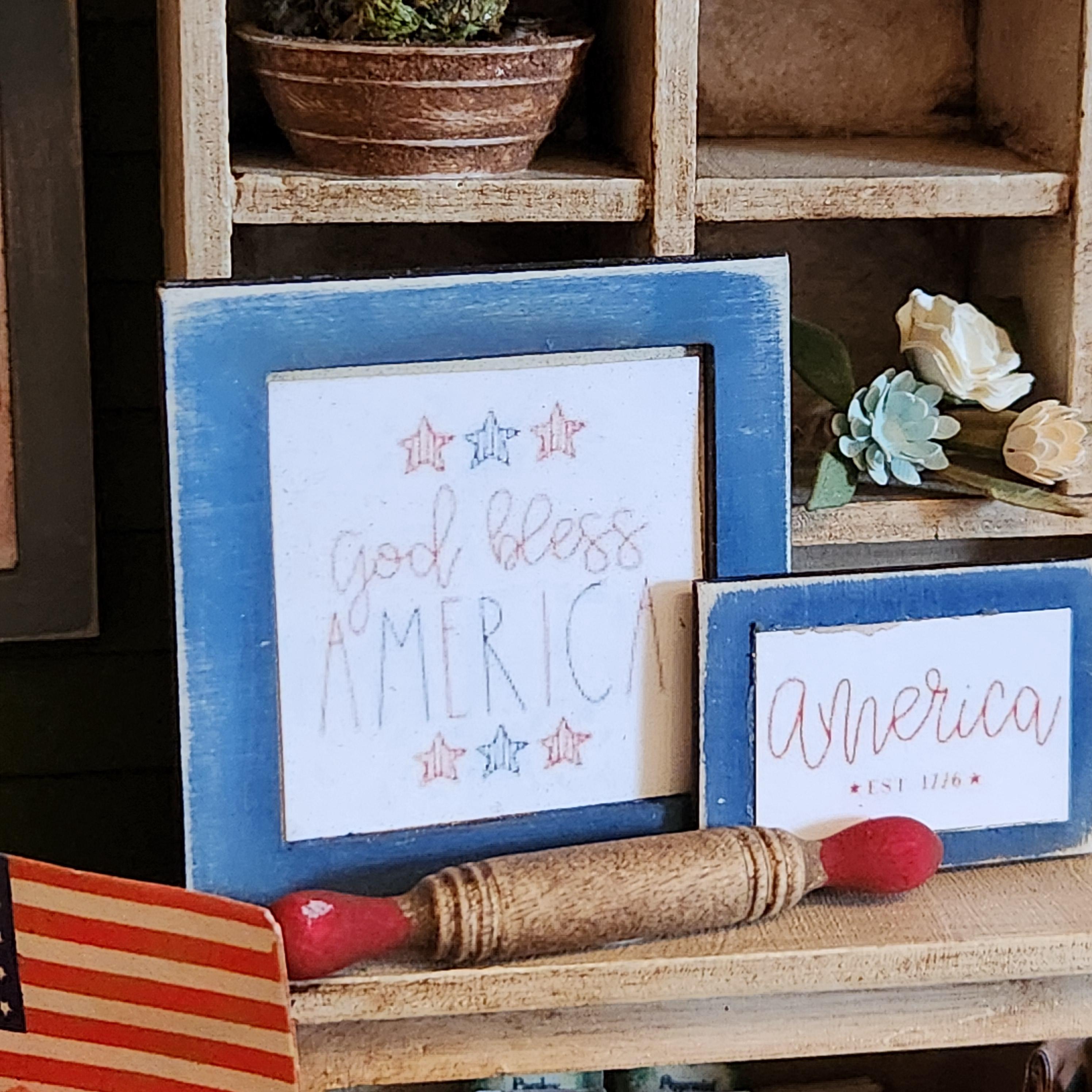 1:12 Scale Vintage Red Handled Rolling Pin | American Flag Miniature Decor | America’s 250th Birthday Dollhouse Accessory