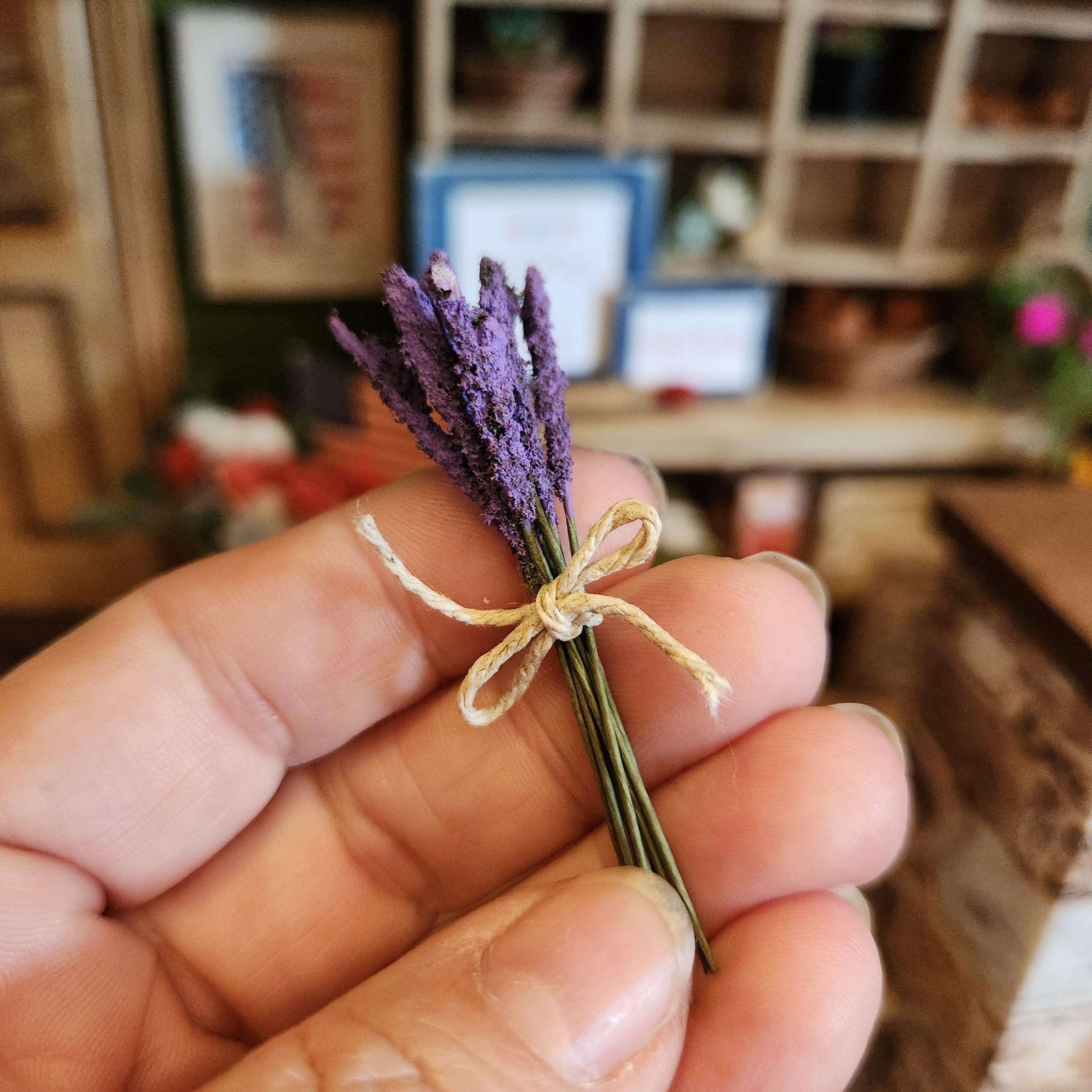 1:12 Scale Handcrafted Lavender Bundle | Miniature Dried Floral Bouquet | Rustic Farmhouse Dollhouse Decor